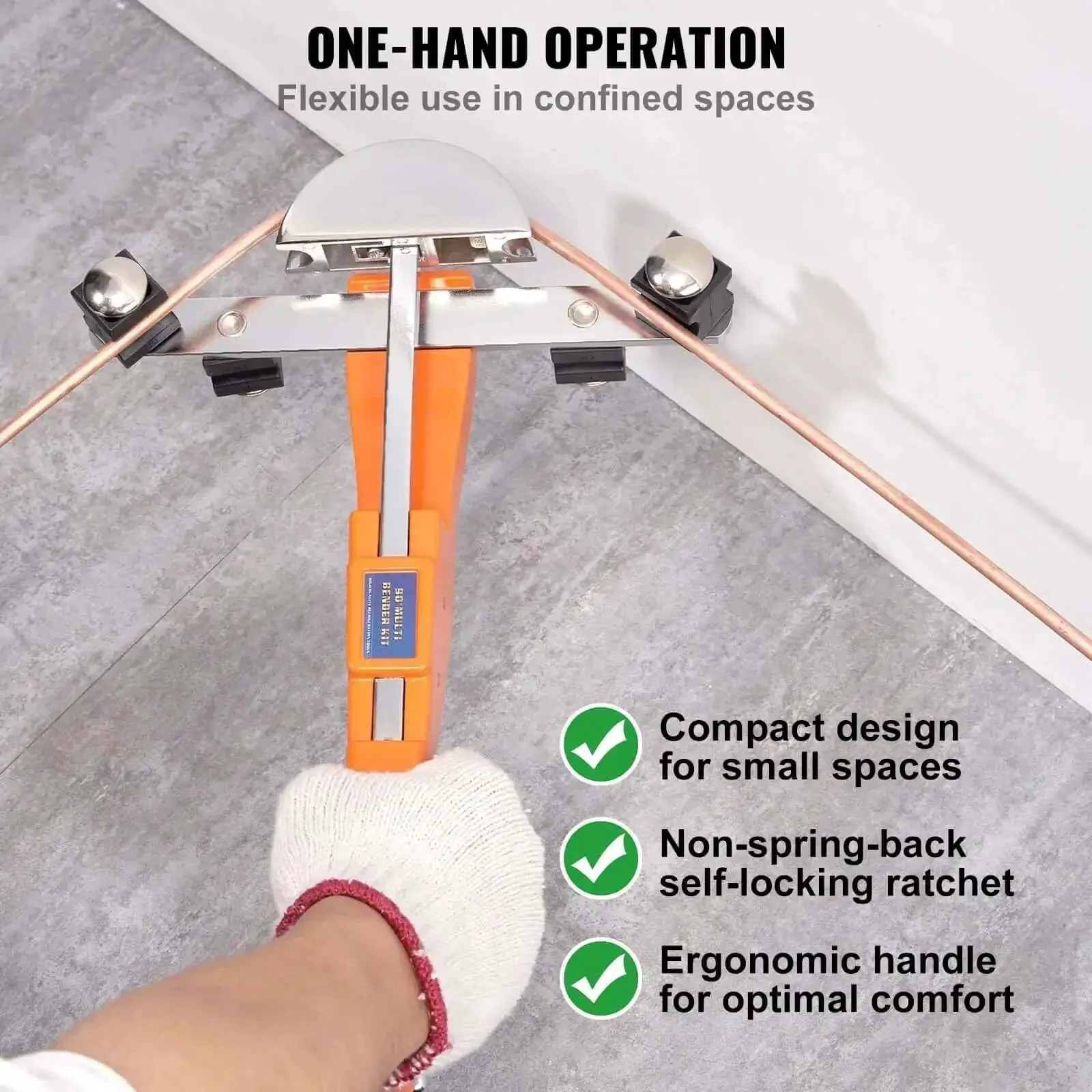 Ratcheting Pipe Bender Kit With 7 Dies And Pipe Cutter For Air Conditioning And Refrigerator Repair, Compact Tubing Bender For One Quarter To Seven Eighths Inch Tubes, Reversible 90 Degree Bends In Tight Spaces - Image 6