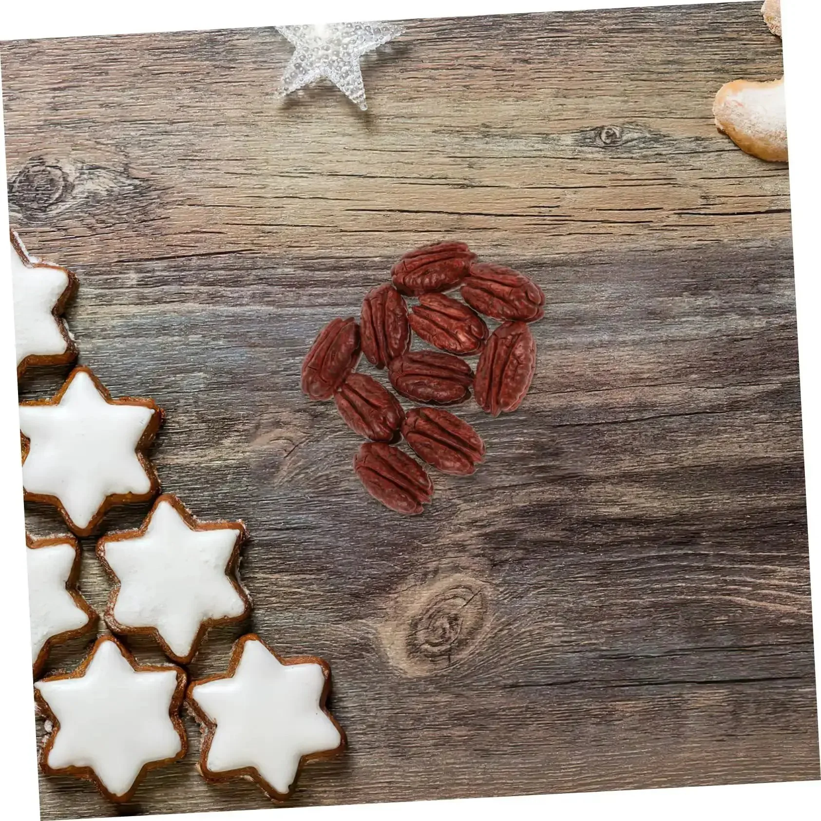 Realistic Walnut Miniature Pecans Set Ten Pieces For DIY Decor And Fake Food Props Totally Cute Mini House Accessories Nut Models For Dollhouse And Craft Projects Whimsical Office Desk Decor - Image 2