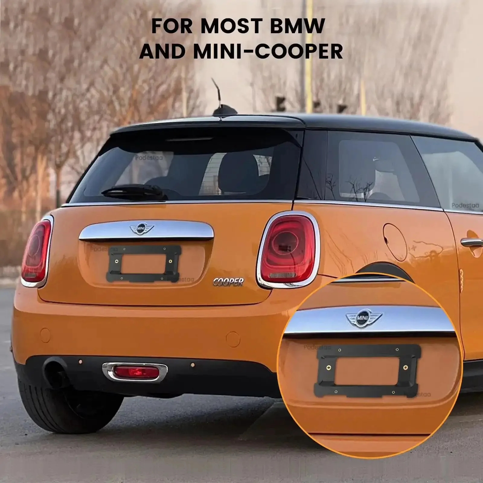 Rear License Plate Frame Bracket Mount For BMW And Mini Cooper 2005-2023 Fits 1 2 3 4 5 6 X Series Z4 I3 M3 2002-2019 Mini Cooper Screws Included No-Fuss Install Durable Aluminum Bracket - Image 2