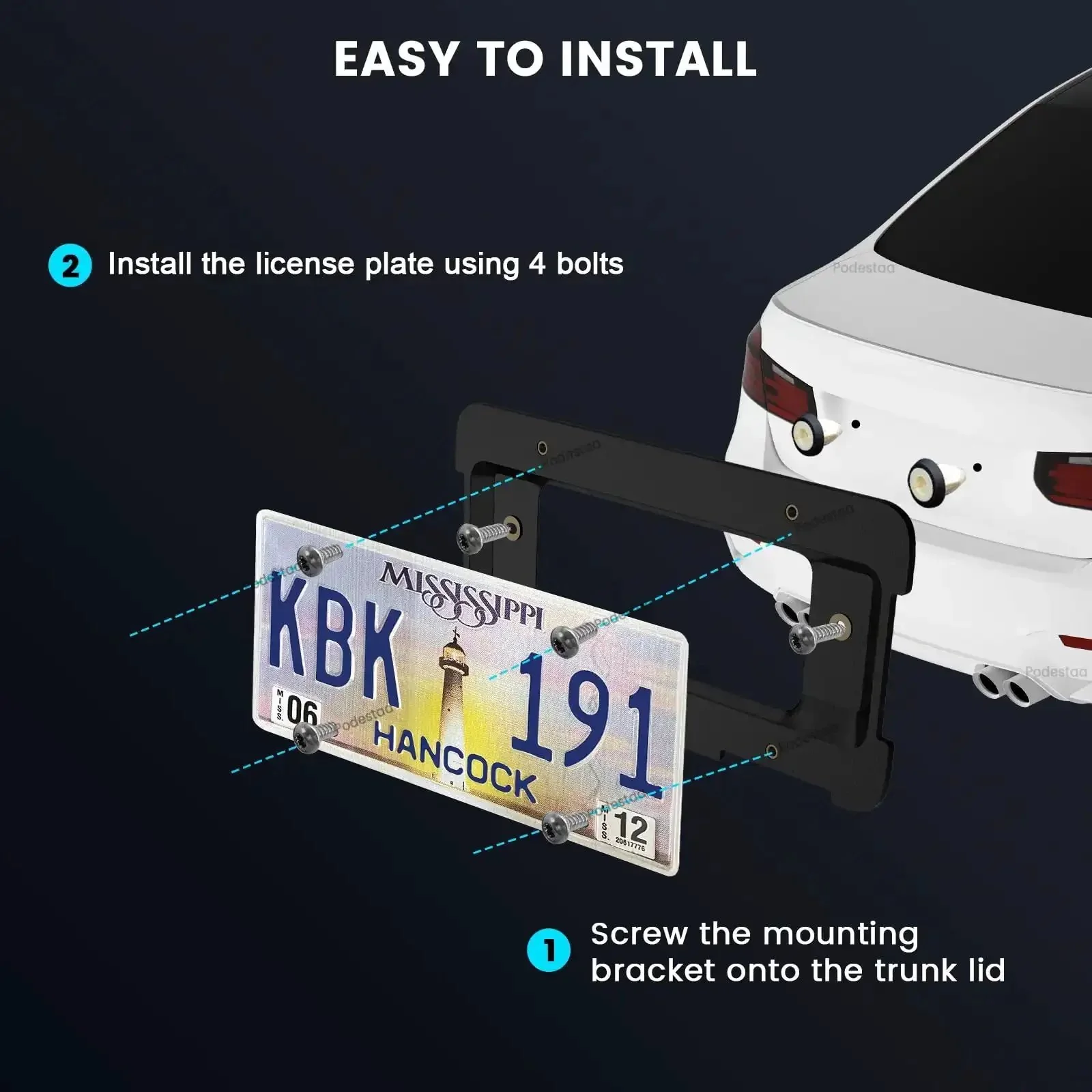 Rear License Plate Frame Bracket Mount For BMW And Mini Cooper 2005-2023 Fits 1 2 3 4 5 6 X Series Z4 I3 M3 2002-2019 Mini Cooper Screws Included No-Fuss Install Durable Aluminum Bracket - Image 4