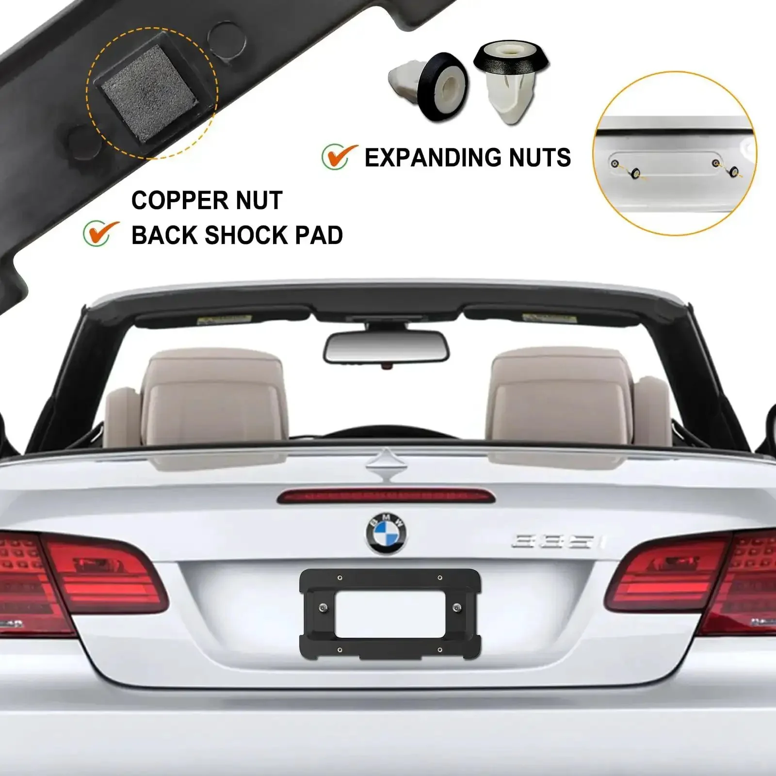 Rear License Plate Holder Bracket For BMW And Mini Cooper Bolt On Frame With Screws Fits 2005 Through 2021 1 Series 2 Series 3 Series 4 Series 5 Series 6 Series X Series Z Series M3 And Z4 Excludes 7 Series And Wagons OE Replacement - Image 4