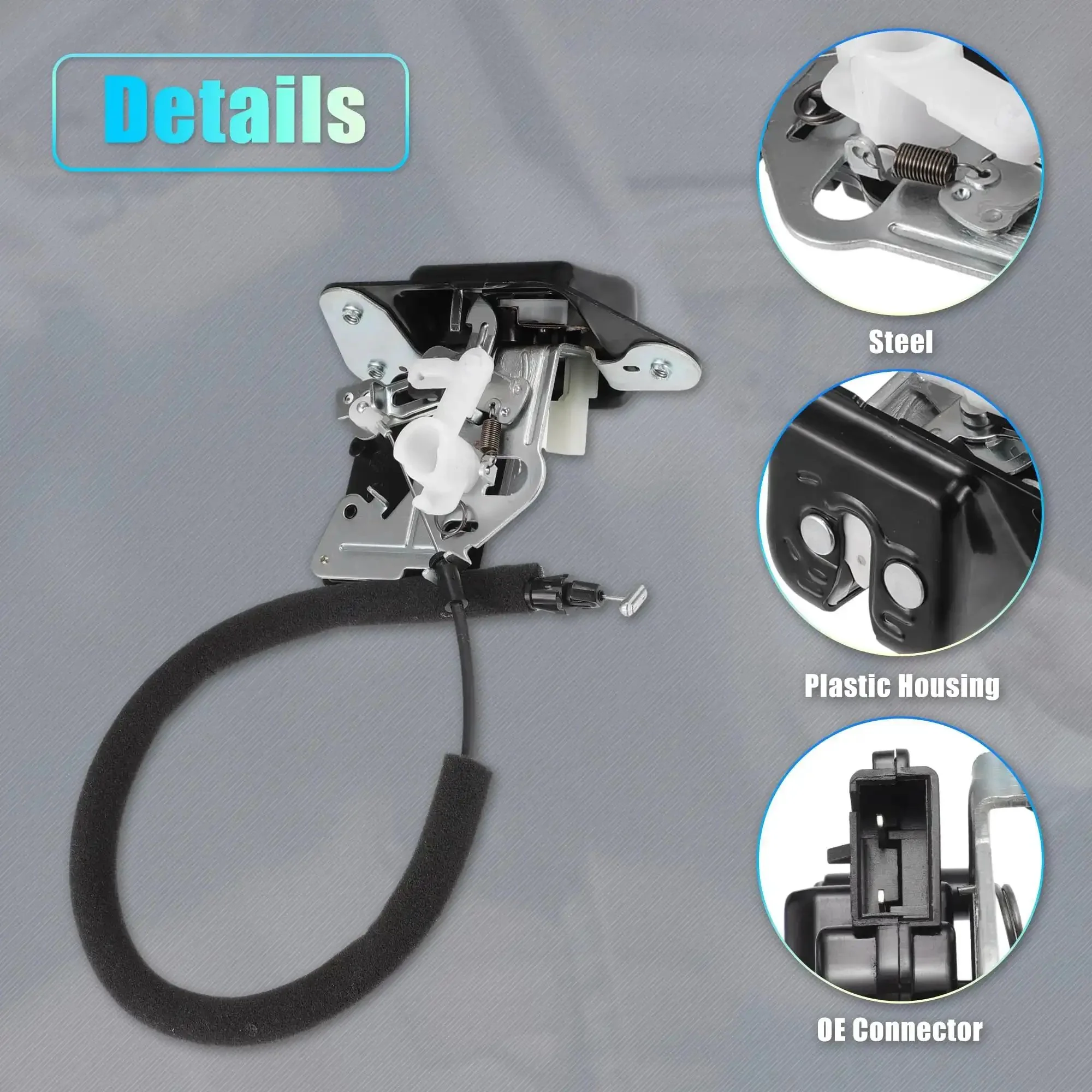 Rear Liftgate Lock Actuator With Cable Tailgate Latch Assembly Drop In For Dodge Grand Caravan And Journey, Jeep Grand Cherokee And More OE No 4589243AB Black - Image 4