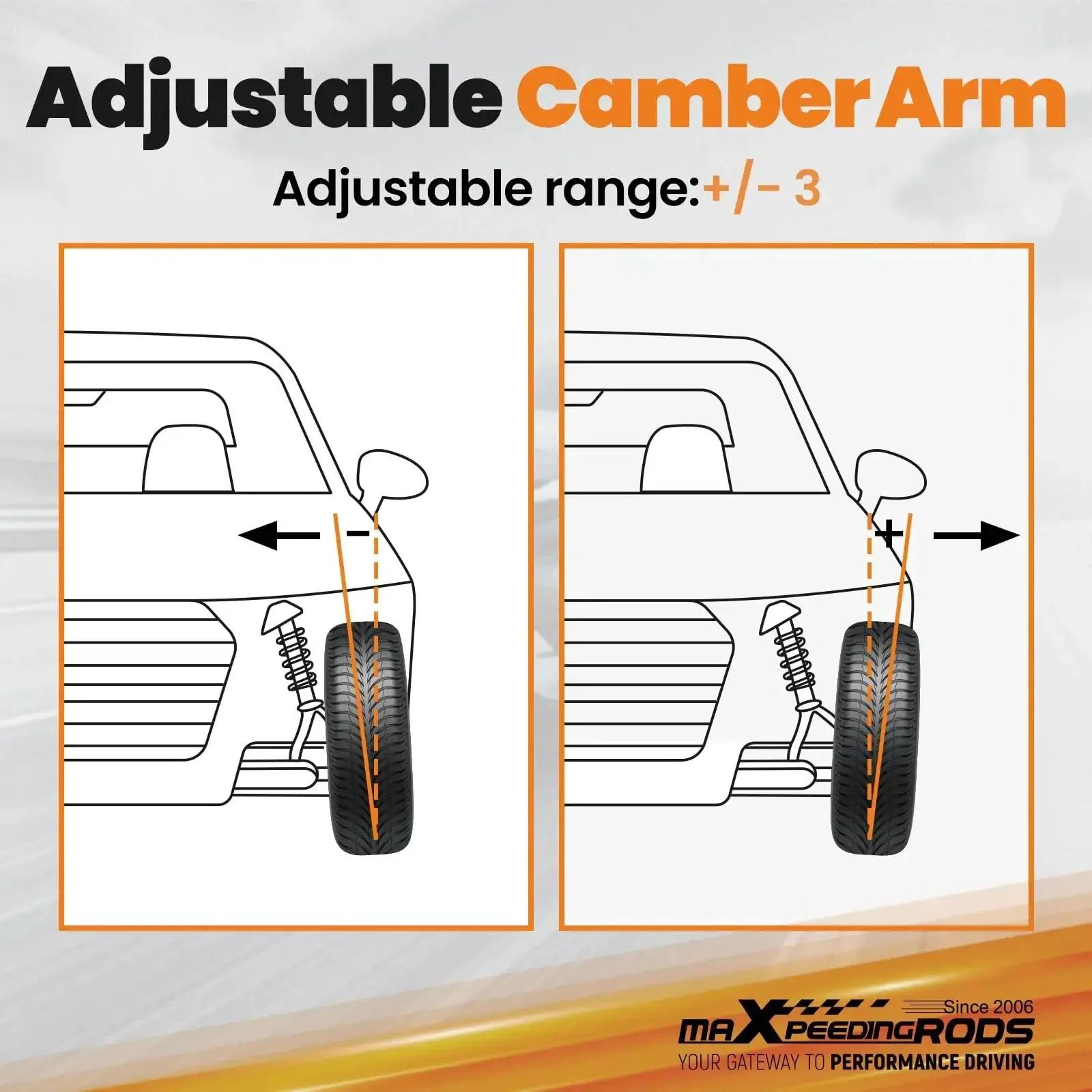 Rear Upper Control Arms With Polyurethane Bushings For Honda Civic Coupe And Sedan 2006 To 2015 And Acura CSX S Three Degree Adjustable Camber From Minus Three To Plus Three For Better Cornering And Handling - Image 6