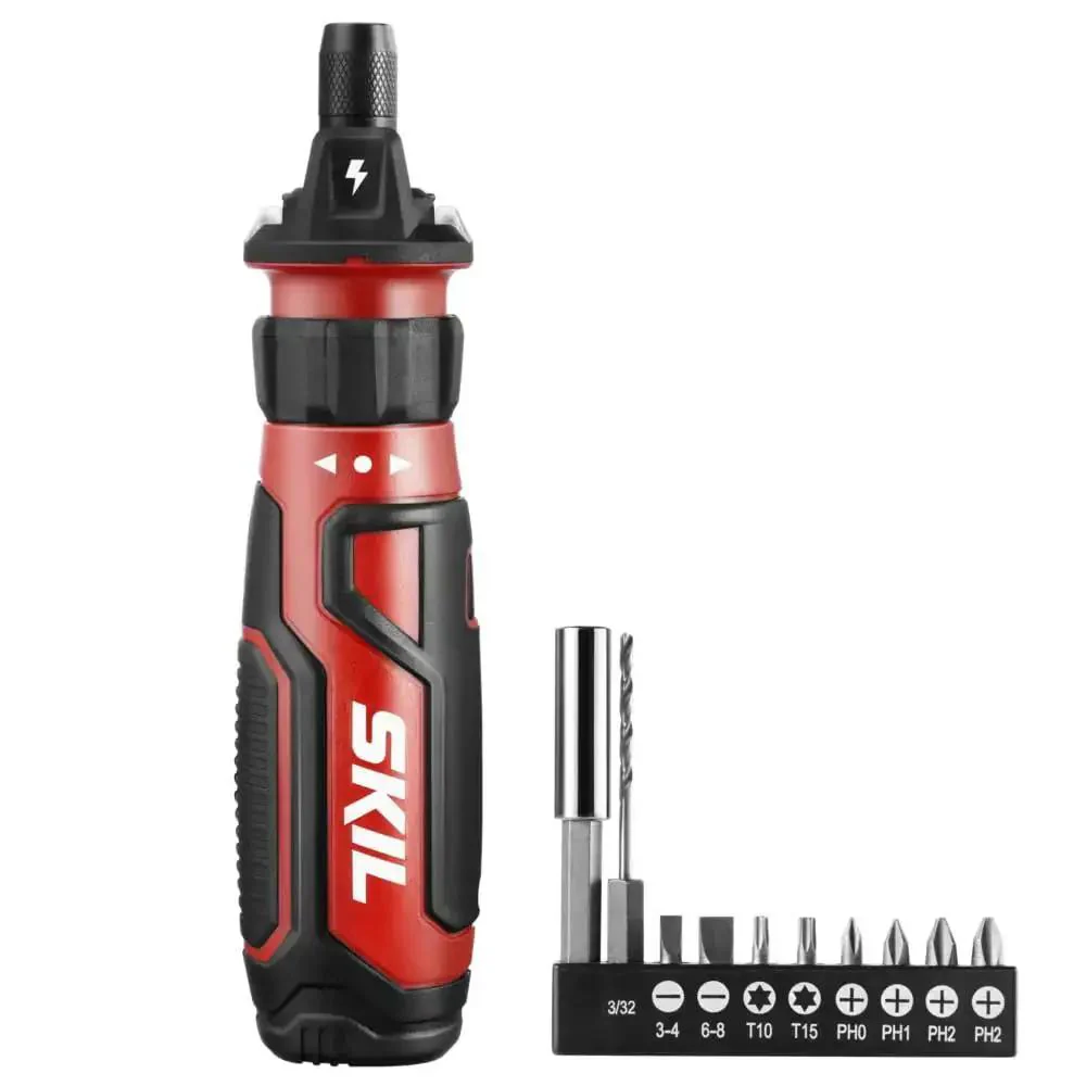 Rechargeable 4V Cordless Screwdriver With Circuit Sensor Technology For Safe Electrical Work Includes 9 Bits Bit Holder USB Charging Cable Easy Forward Reverse Compact Handy Power Tool For Everyday Fixes