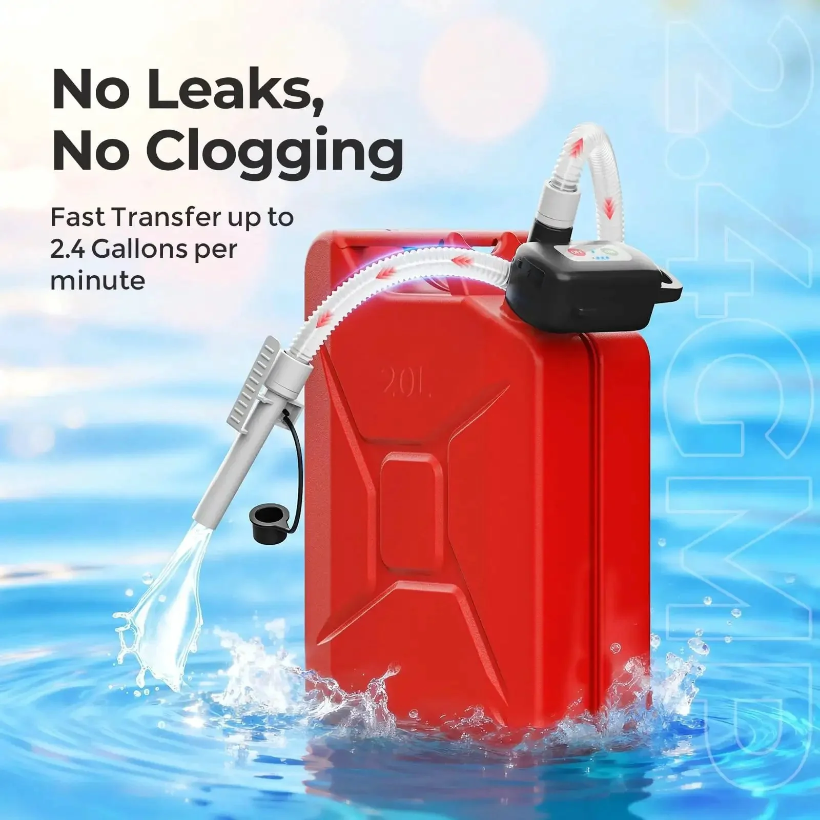 Rechargeable Fuel Transfer Pump With Auto Stop Sensor For Fast 3.2 GPM Flow Portable Gas Can Pump Lithium Ion Battery Gas Transfer Pump For Gasoline Diesel Kerosene Oil No Spill Leak Proof Awesome Gift For Men - Image 8