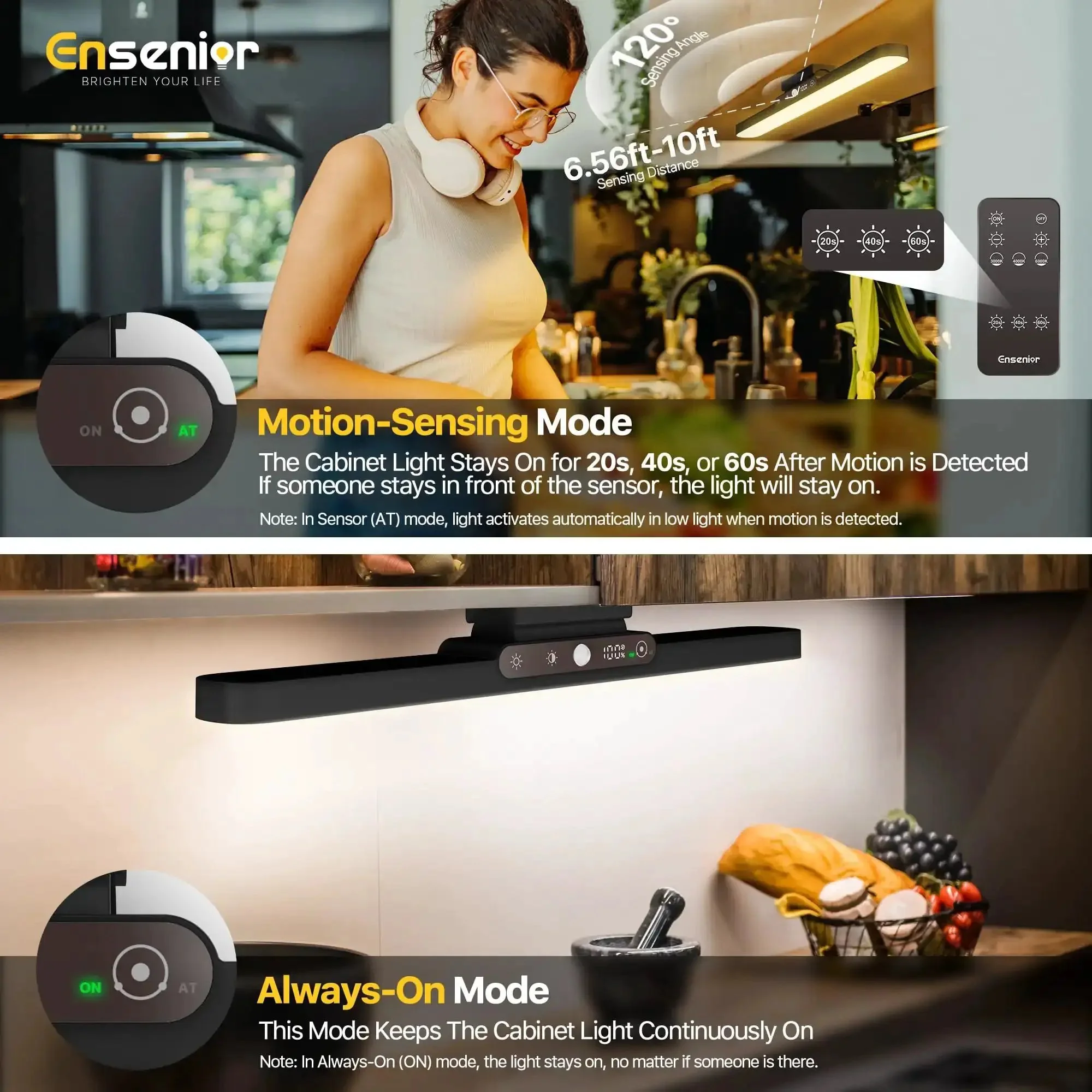 Rechargeable Motion Sensor Light Bar With 2000mAh Battery Dimmable Wireless Under Cabinet Lighting Digital Battery Display 130 Degree Rotatable Magnetic Closet Lights Remote Control Stick On Easy Install For Dorm - Image 7