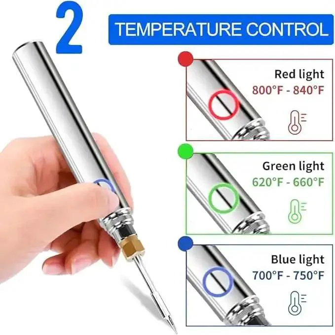 Rechargeable Thread Burner Kit Digital Thread Zapper Tool For Beading Leather Craft Sewing Weaving And Stringing Molten Wax Carving And Hot Stamping On Wooden Board With Intelligent Temperature Control And Battery Status Display - Image 6