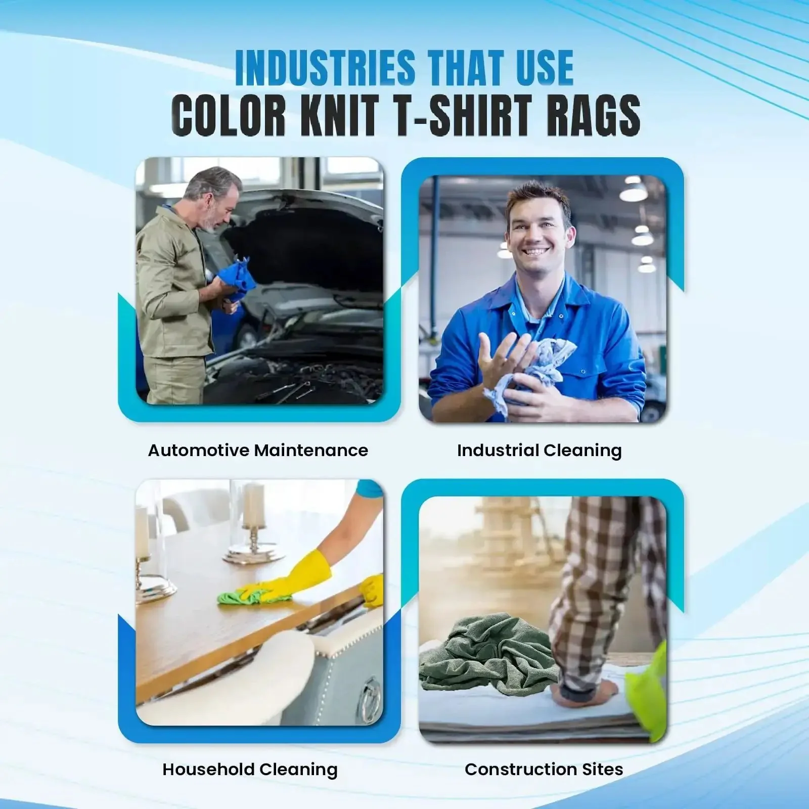 Recycled Color Knit Cleaning Rags Bulk Pack For DIYers And Home Pros, Ultra Absorbent Cotton T Shirt Rags For Mechanics And Painters, Multipurpose Shop Cloths, 25 Lb Compressed Box - Image 5