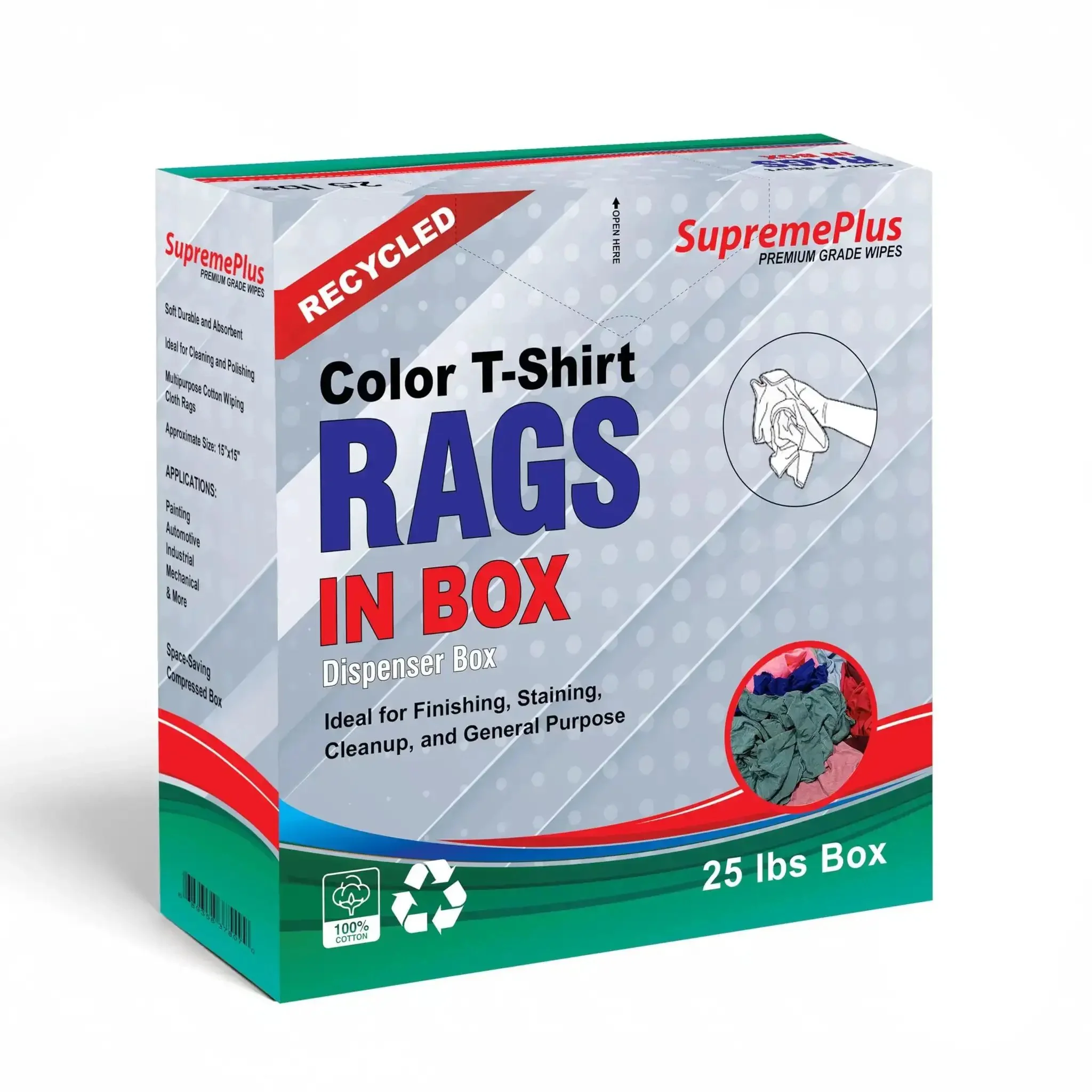 Recycled Color Knit Cleaning Rags Bulk Pack For DIYers And Home Pros, Ultra Absorbent Cotton T Shirt Rags For Mechanics And Painters, Multipurpose Shop Cloths, 25 Lb Compressed Box - Image 9