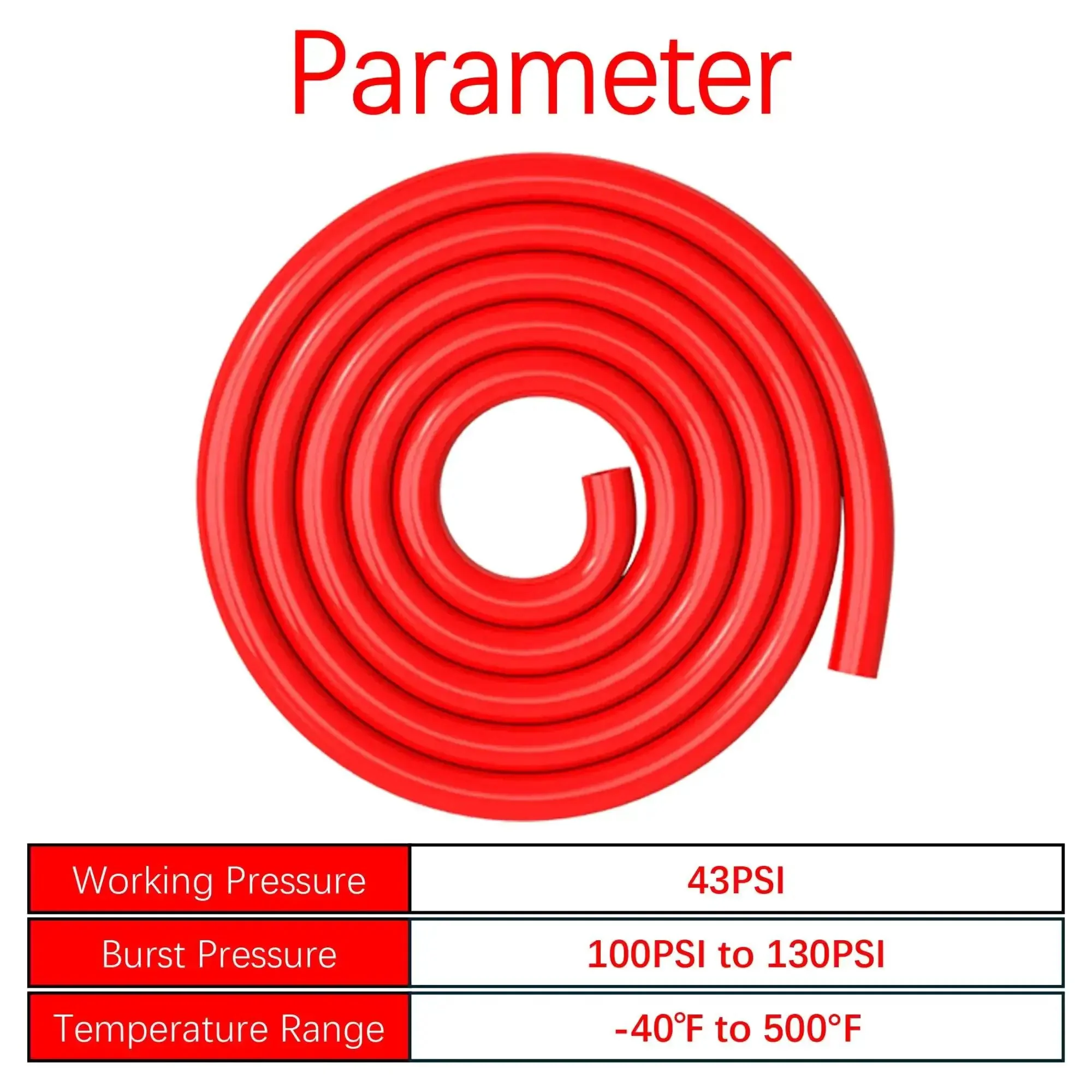 Red 10mm ID Silicone Vacuum Tubing Hose, Five Feet Long, 16mm OD, Beefy Heavy Duty Food Grade Silicone, FDA Compliant, High Heat Resistant, Non Collapse, 43 PSI Working Pressure, 130 PSI Max Pressure - Image 3