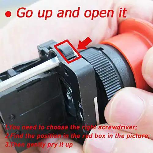 Red 22mm Mushroom Emergency Stop Push Button Switch 2NC Latching With Panel Mount 660V AC 10A 2 Pack Adjustable Mount Hole Durable Safety Stop Button HB2ES544 1 Year Warranty - Image 7