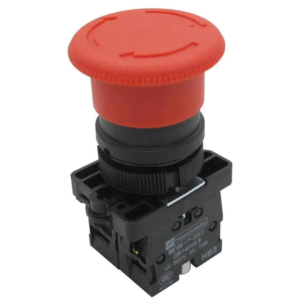 Red 22mm Mushroom Emergency Stop Push Button Switch 2NC Latching With Panel Mount 660V AC 10A 2 Pack Adjustable Mount Hole Durable Safety Stop Button HB2ES544 1 Year Warranty - Image 8