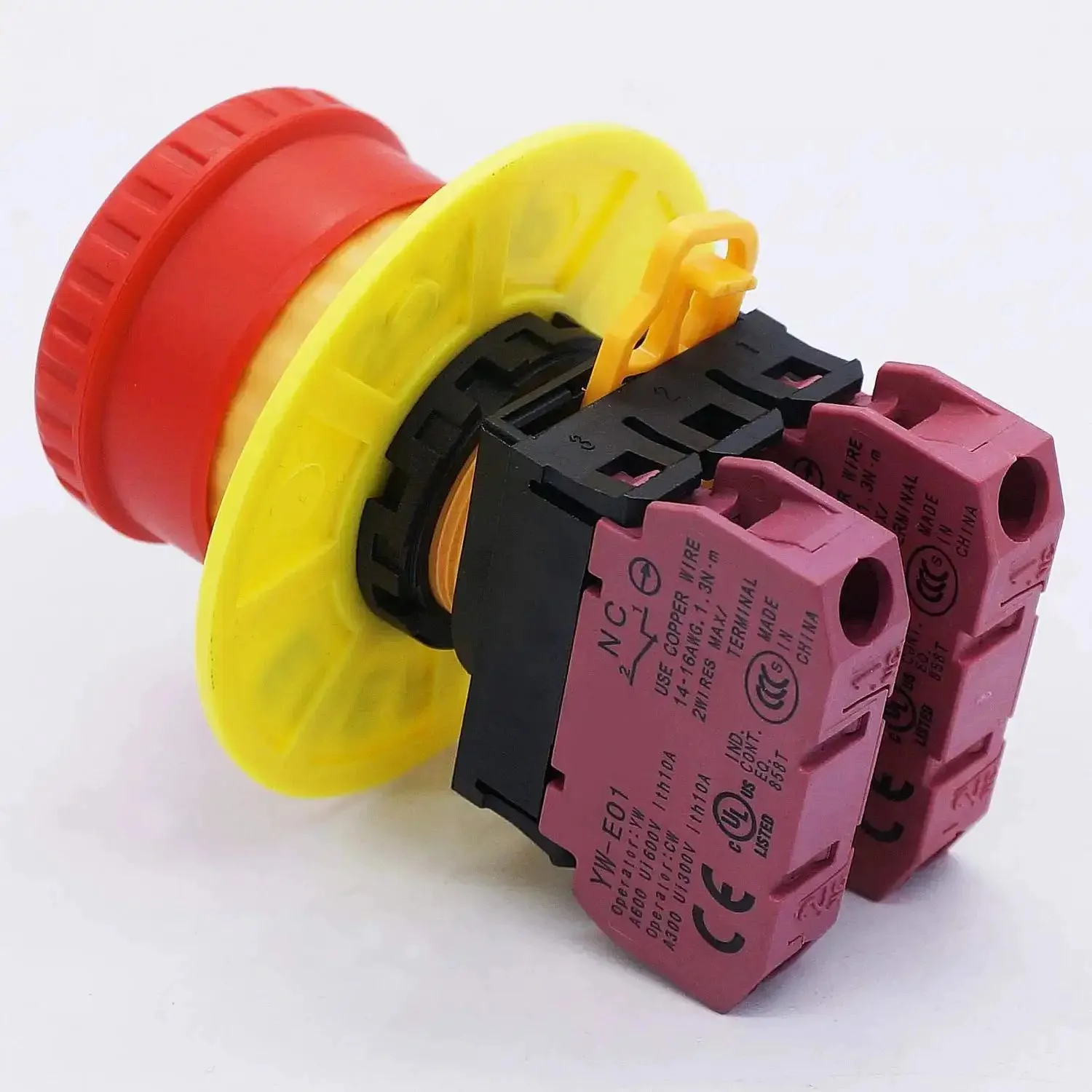 Red 22mm Mushroom Emergency Stop Push Button Switch Latching 2NC Contacts 10A 600V Panel Mount 4 Terminals 40mm Mushroom Head Fits Up To 0.24 Inch Panel Thickness - Image 4