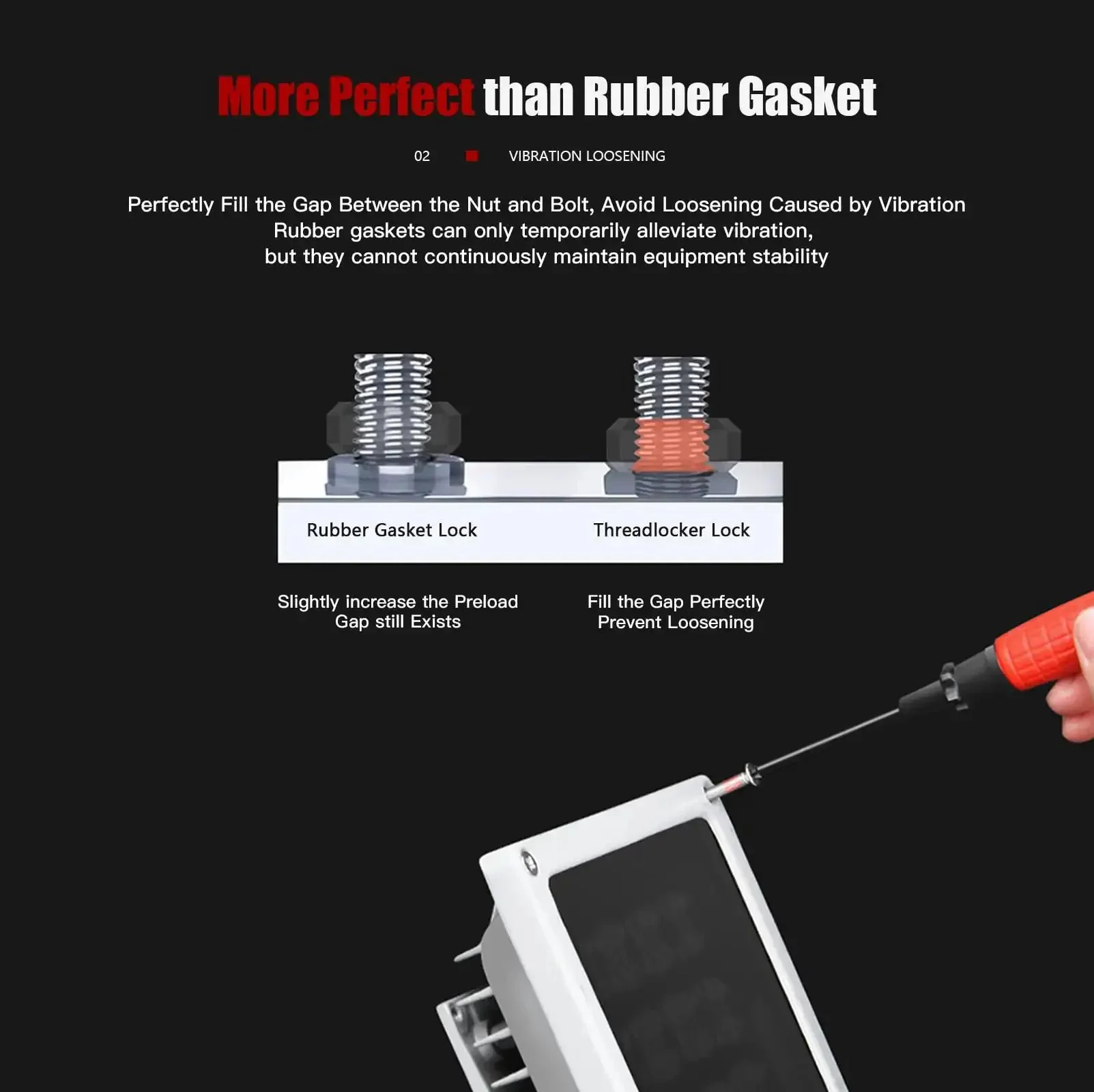 Red 271 Permanent Thread Locker For Nuts And Bolts, Heavy Duty Metal Glue That Keeps Fasteners Locked Tight, Stops Loosening And Corrosion In Vibration, Moisture, And Temperature Extremes, 1.69 Oz / 50 Ml - Image 4