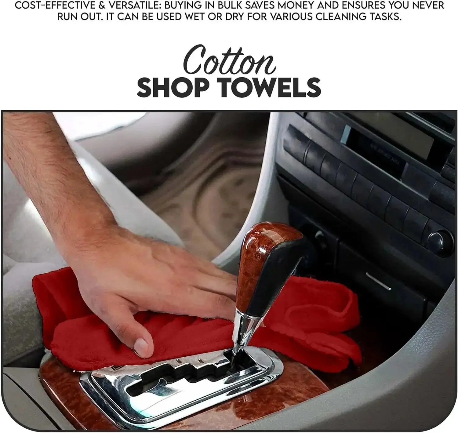 Red Cotton Shop Towels Pack Of 150 14 By 12 Inches Reusable Cleaning Rags For Auto Garage Industrial Restaurant And Home Workhorse Absorbent Non Scratch Lint Free - Image 3