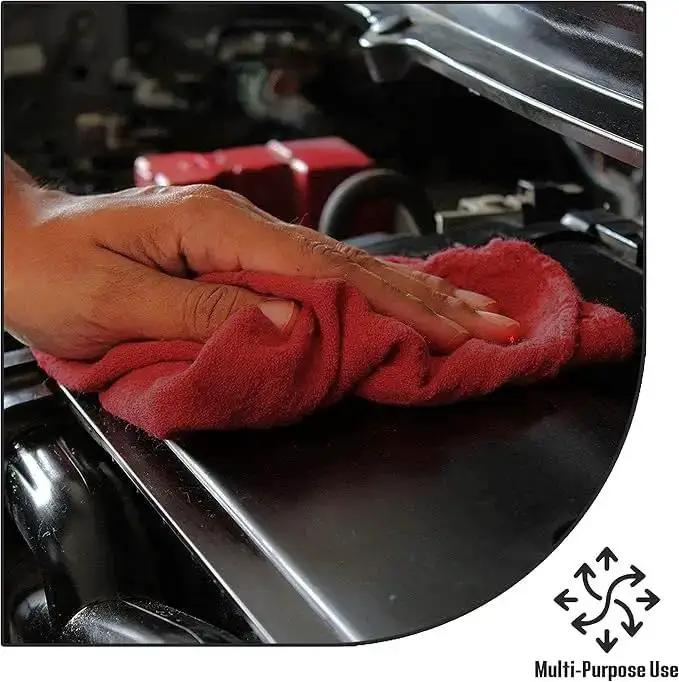 Red Cotton Shop Towels Pack Of 150 14 By 12 Inches Reusable Cleaning Rags For Auto Garage Industrial Restaurant And Home Workhorse Absorbent Non Scratch Lint Free - Image 6