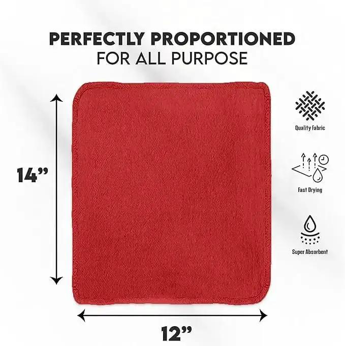 Red Cotton Shop Towels Pack Of 150 14 By 12 Inches Reusable Cleaning Rags For Auto Garage Industrial Restaurant And Home Workhorse Absorbent Non Scratch Lint Free - Image 7