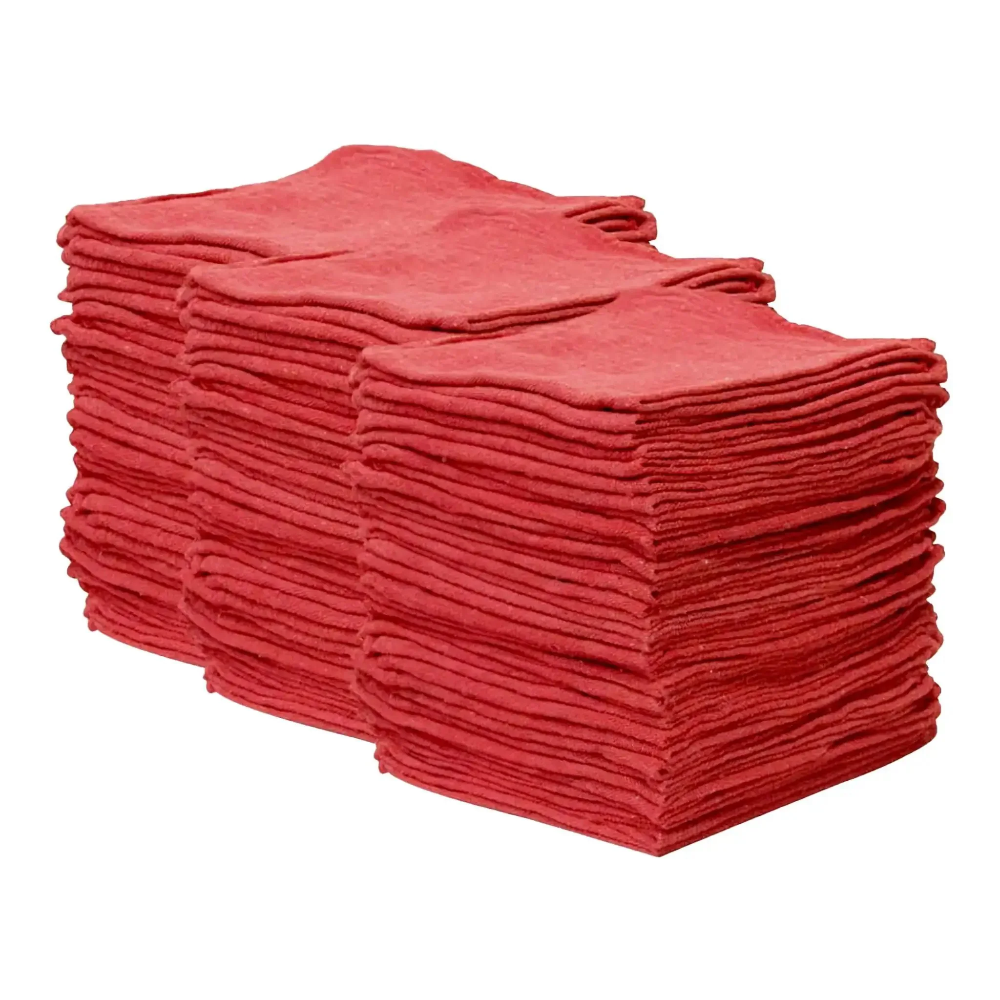 Red Cotton Shop Towels Pack Of Fifty Rags For Heavy Duty Cleaning Durable 100 Percent Cotton Cloths Extra Soft Yet Highly Absorbent Reusable Cleaning Rags For Shop Home Auto And Garage Messes