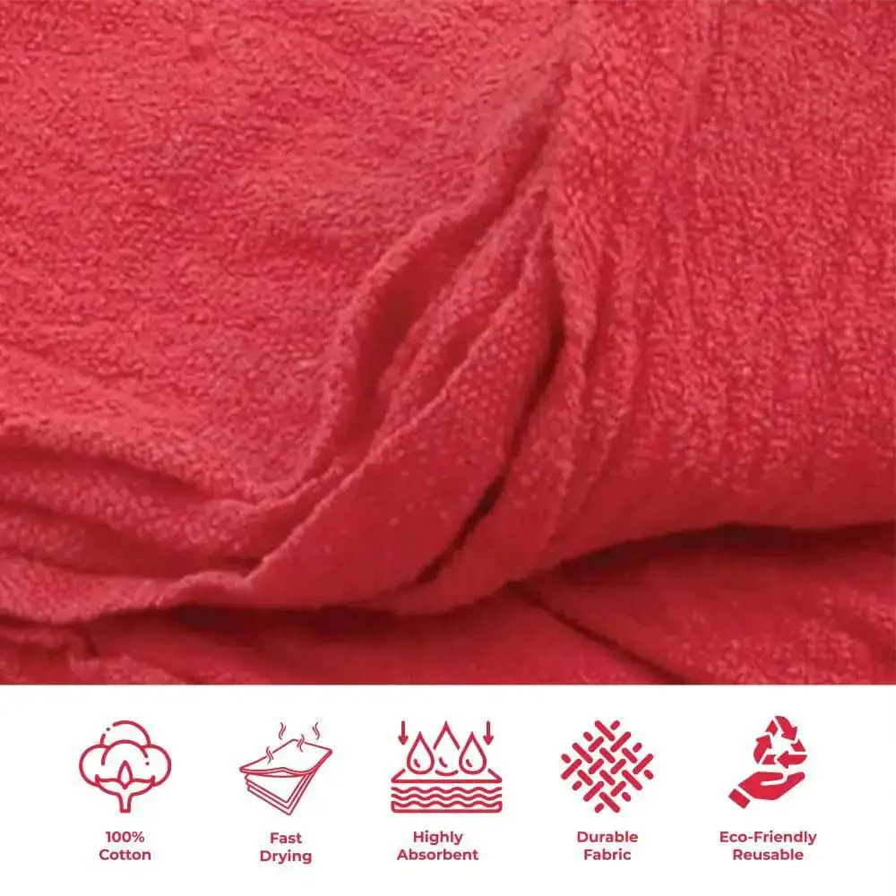 Red Cotton Shop Towels Pack Of Fifty Rags For Heavy Duty Cleaning Durable 100 Percent Cotton Cloths Extra Soft Yet Highly Absorbent Reusable Cleaning Rags For Shop Home Auto And Garage Messes - Image 6
