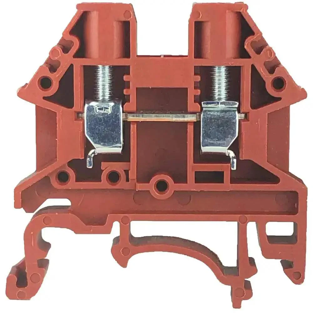 Red DIN Rail Terminal Block Screw Type UL 600V 30A 10 to 22 AWG High Reliability Compact Design for Harsh Environments Pack of 100 Ideal for Control Panels and Industrial Machinery Wiring