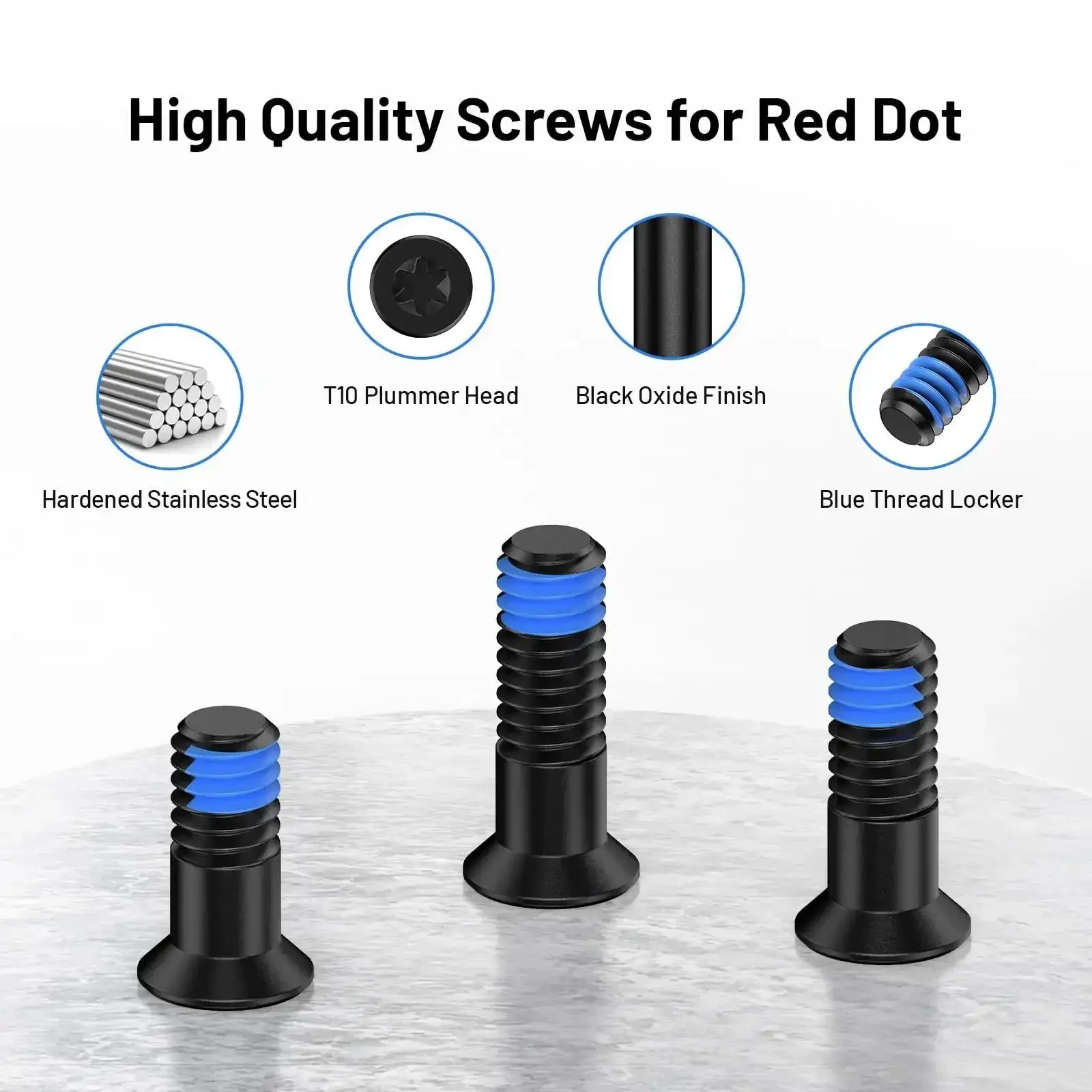 Red Dot Sight Screw Kit For M4 Mounts, 9 Pieces, 6Mm Diameter With 9.8Mm 11.3Mm And 12.8Mm Lengths, Fits Holosun 407K 507K EPS Optics, Stainless Steel Blue Thread Locker, Durable And Easy To Install - Image 4