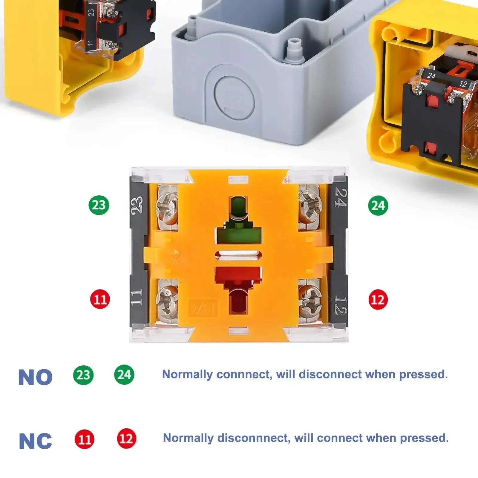 Red Emergency Stop Button Switch E Stop Momentary Cutoff 1NO 1NC 660V 10A With Box Rugged Boss Level Push Button For Control Panels And Industrial Machinery Safety Reset - Image 2