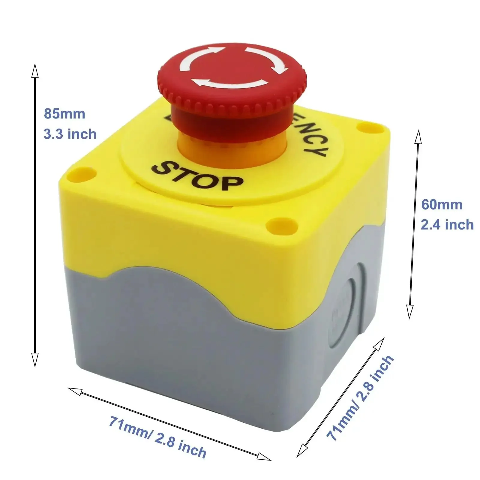 Red Emergency Stop Button Switch E Stop Momentary Cutoff 1NO 1NC 660V 10A With Box Rugged Boss Level Push Button For Control Panels And Industrial Machinery Safety Reset - Image 3