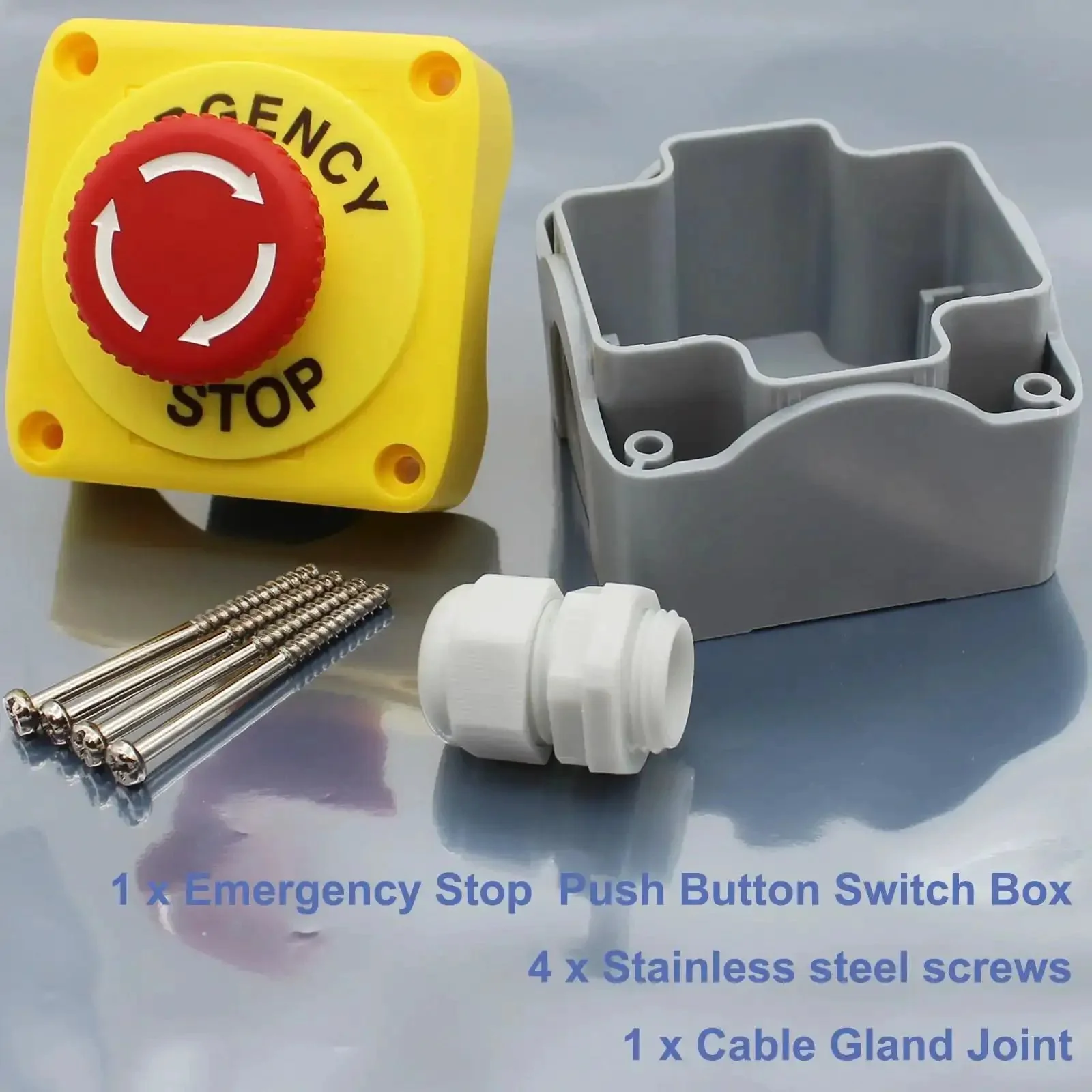 Red Emergency Stop Button Switch E Stop Momentary Cutoff 1NO 1NC 660V 10A With Box Rugged Boss Level Push Button For Control Panels And Industrial Machinery Safety Reset - Image 7