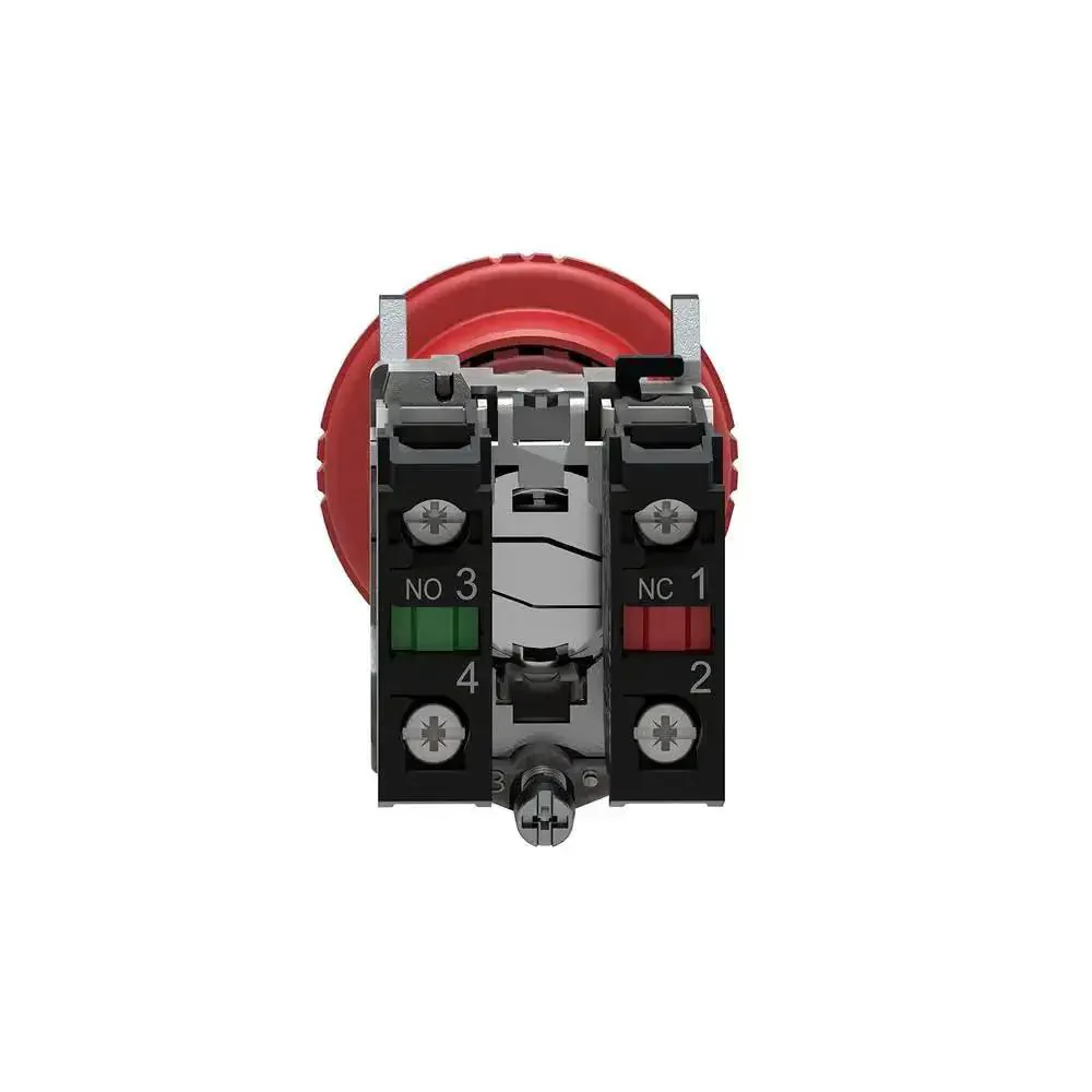 Red Emergency Stop Push Button Switch SPST No NC With Push Turn Release For Heavy Duty Rugged Safety Cutoff, Screw Clamp Terminals, Industrial Grade 600V AC 1.2A RoHS Compliant - Image 3