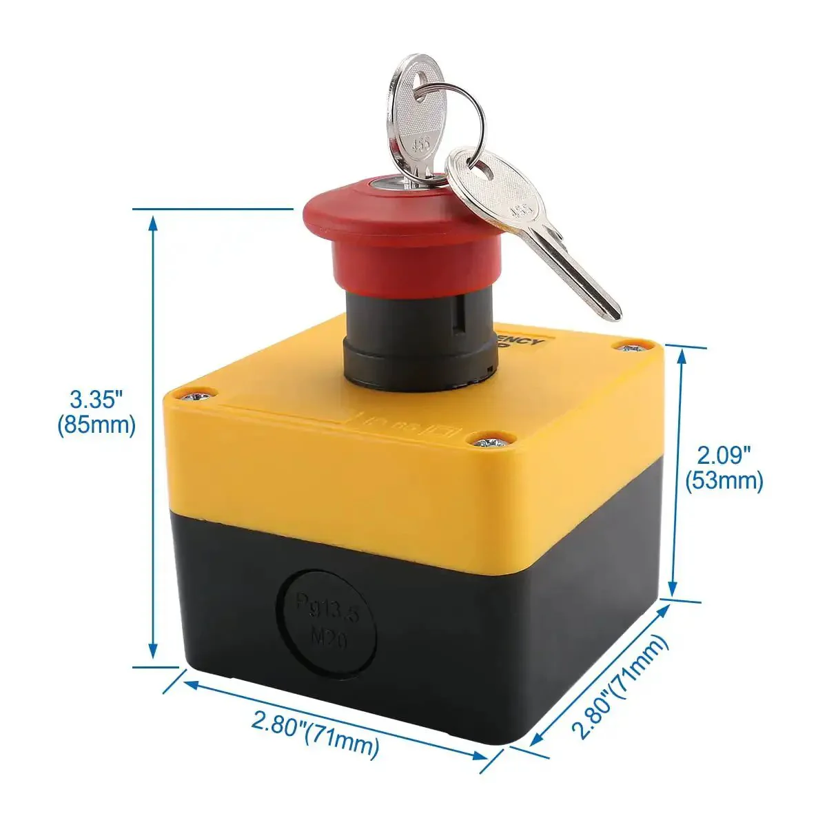 Red Emergency Stop Push Button Switch With Key 660V 1NO 1NC 10A Latching ON OFF Beefy Heavy Duty Safety Switch Includes Box And Two Keys Industrial Grade Durable - Image 3