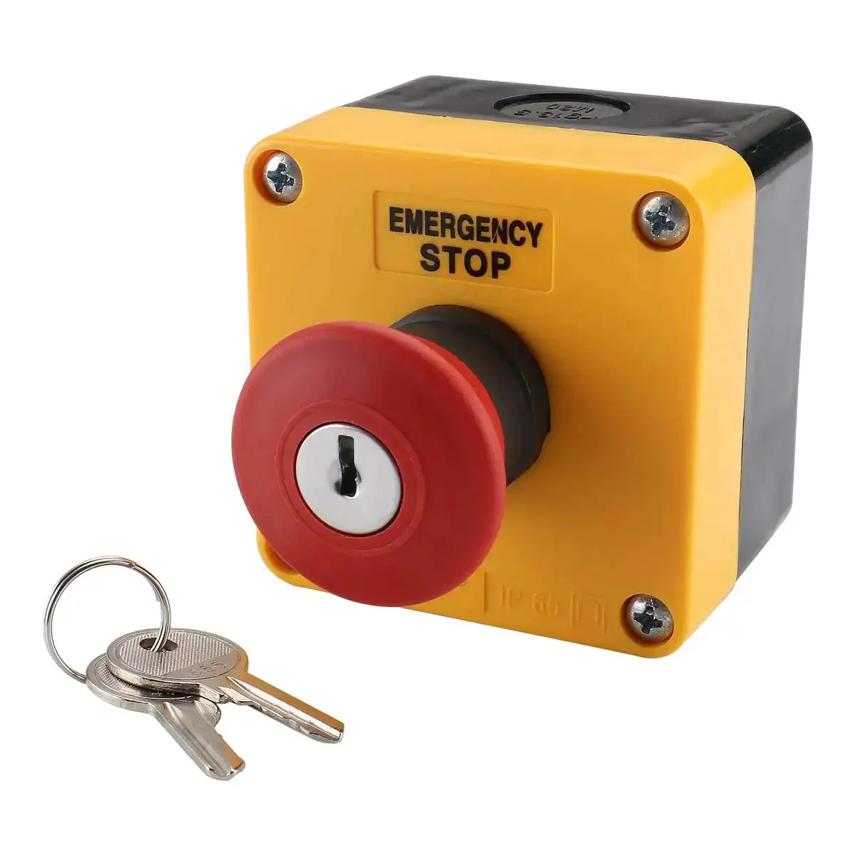 Red Emergency Stop Push Button Switch With Key 660V 1NO 1NC 10A Latching ON OFF Beefy Heavy Duty Safety Switch Includes Box And Two Keys Industrial Grade Durable - Image 4