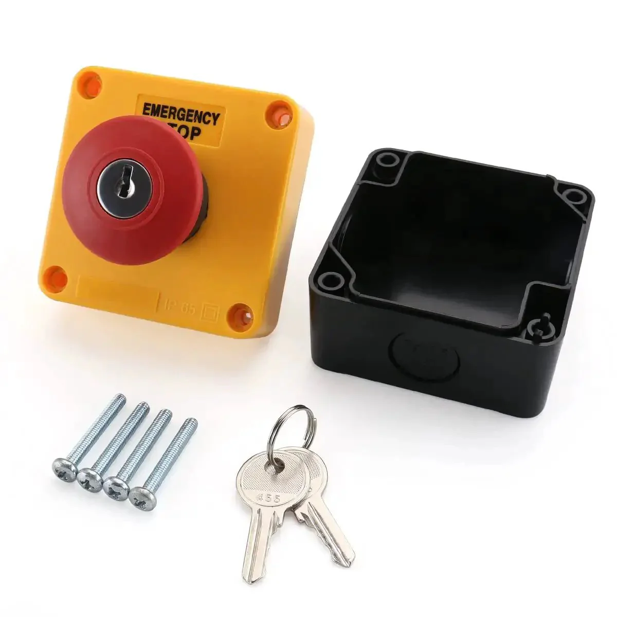 Red Emergency Stop Push Button Switch With Key 660V 1NO 1NC 10A Latching ON OFF Beefy Heavy Duty Safety Switch Includes Box And Two Keys Industrial Grade Durable - Image 7