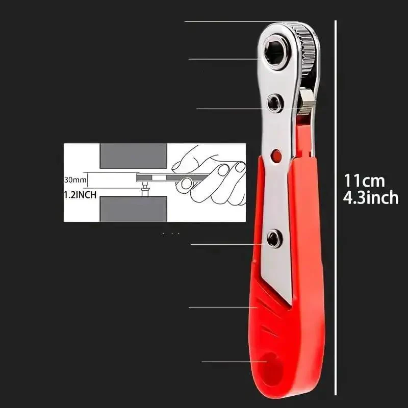 Red Finish Multifunctional Tool With Ratchet Screwdriver Built In Wrench And Flexible Bender Plus Crosshead Cover For Narrow Spaces The All In One Handy Tool Is Great For Home Repairs DIY Projects And Everyday Quick Fixes - Image 4