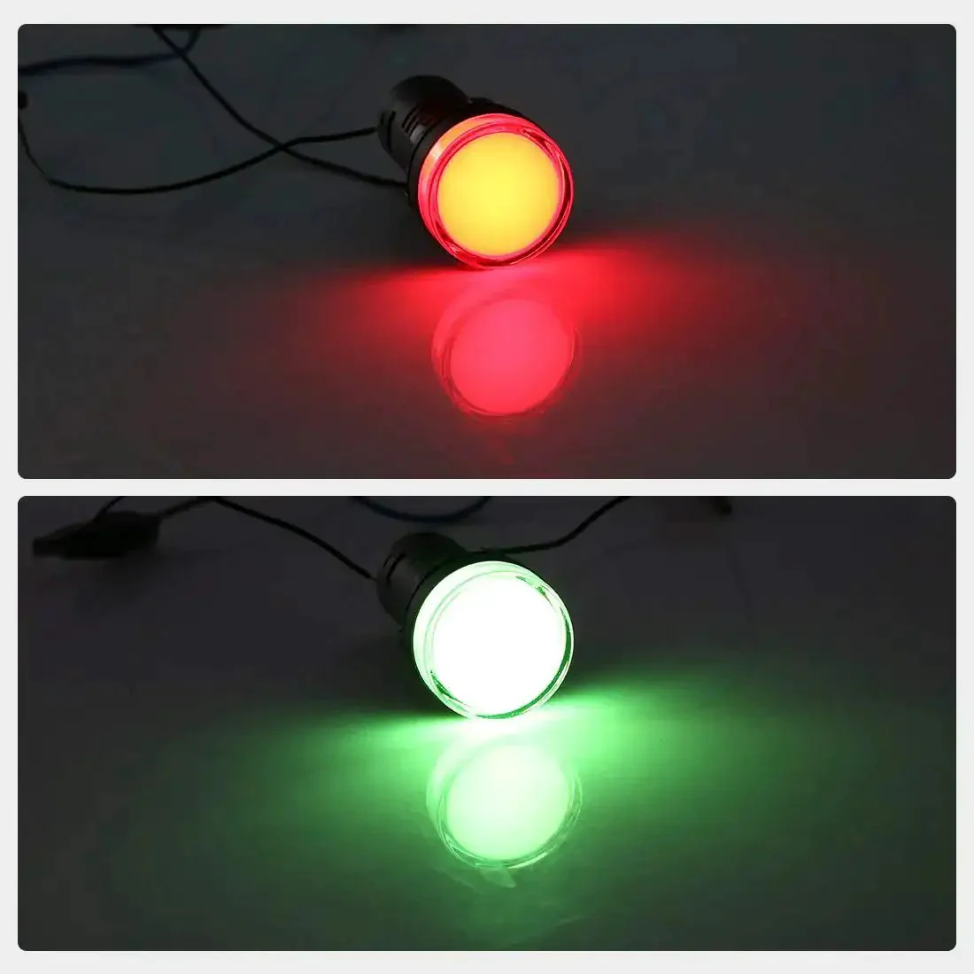 Red Green Dual Color Indicator Light 24 Volt Dual Power, 22mm Panel Mount, High Brightness LED For Electrical Control Panels HVAC And DIY Projects, Flame Resistant Housing With Panel Lock Nut - Image 2