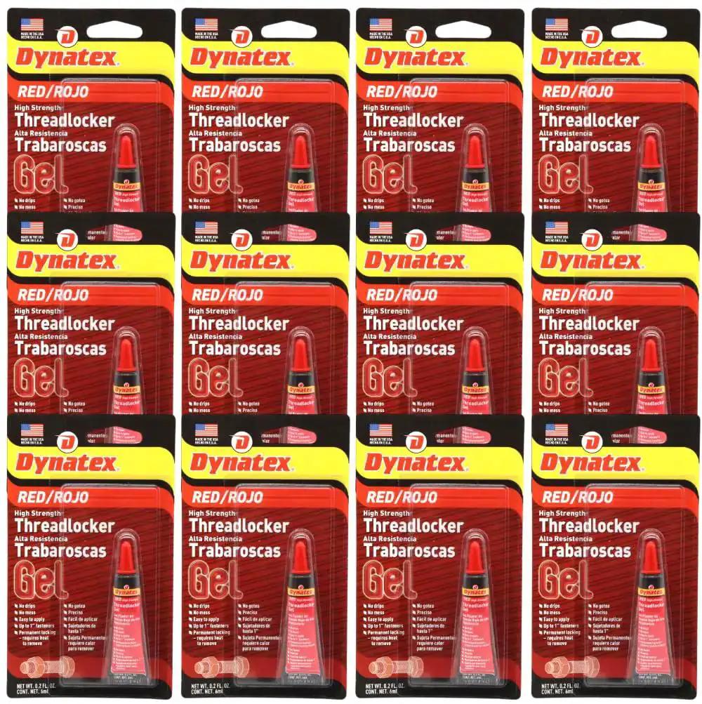 Red Heavy Duty High Strength Thread Locker 0.20 Oz Bottle For Permanent Lock On Large Fasteners, Anaerobic Formula, Vibration And Solvent Resistant, 12 Pack Great For Machinery And Equipment Maintenance And Repair