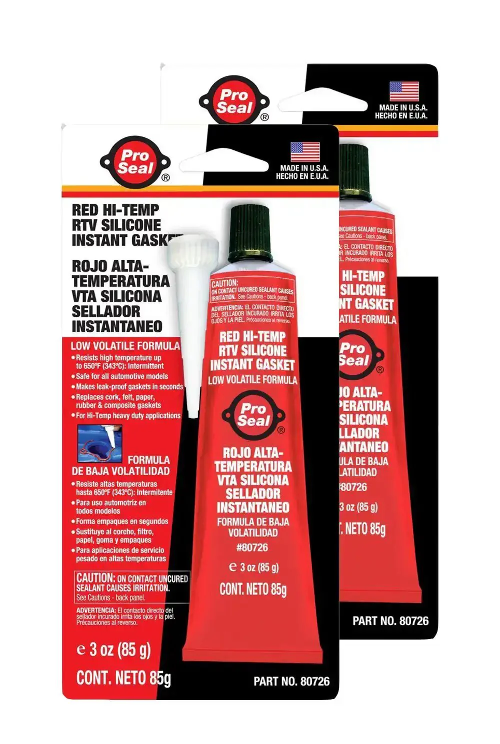 Red Hi Temp RTV Silicone Instant Gasket Sealant For Cars 3 Oz Tube Bonds Seals Insulates Exhaust Manifolds Valve Covers Timing Covers Sensor Safe High Temp High Pressure Resistant Replaces Cut Gaskets