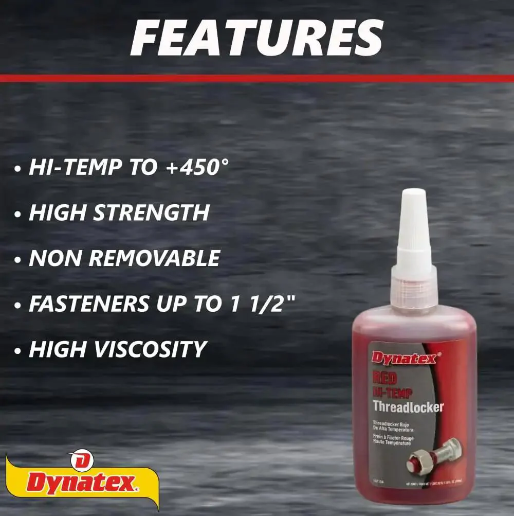 Red Hi Temp Threadlocker 36 Ml Bottle For Metal Fasteners Heavy Duty Locking Adhesive That Stays Put Under High Heat Ideal For Automotive Machinery And Diy Projects 1 Ea - Image 7