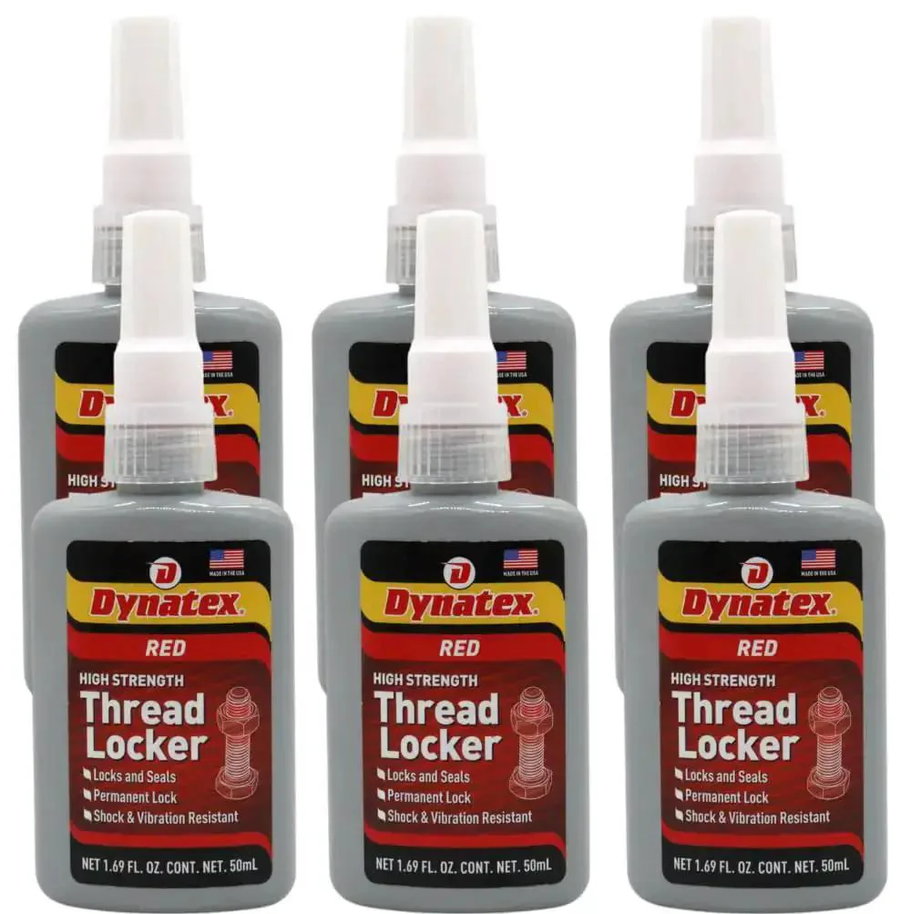 Red High Strength Thread Locker 1.69 Ounce Bottle For Permanent Lock On Large Fasteners Anaerobic Cures Without Air, Vibration And Solvent Resistant, Heavy Duty Bolt Lock, 6 Pack
