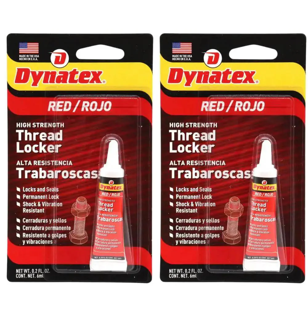 Red High Strength Thread Locker For Large Fasteners, 0.20 Oz Bottle, Permanent Lock, Anaerobic Formula, Vibration And Solvent Resistant, Industrial Grade Bonding For Heavy Duty Bolts, 2 Pack
