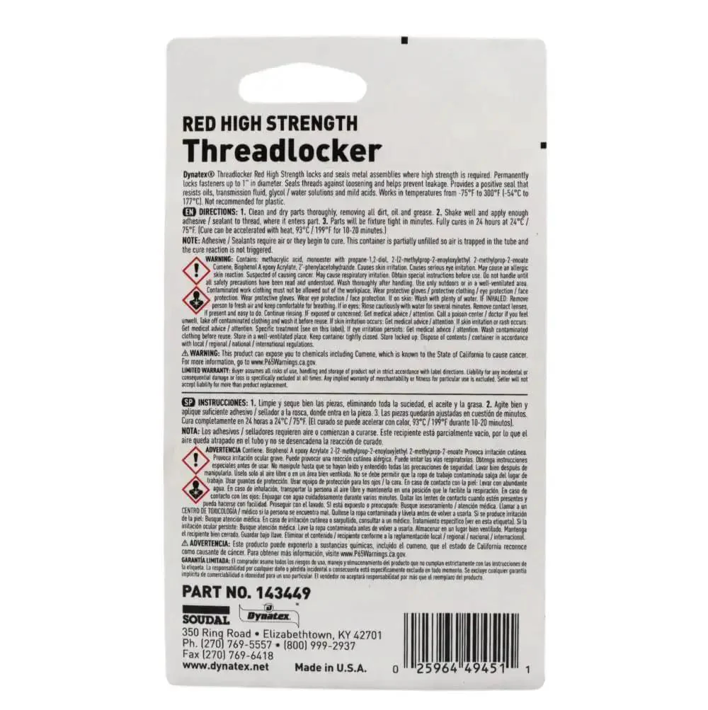Red High Strength Thread Locker For Large Fasteners, 0.20 Oz Bottle, Permanent Lock, Anaerobic Formula, Vibration And Solvent Resistant, Industrial Grade Bonding For Heavy Duty Bolts, 2 Pack - Image 9
