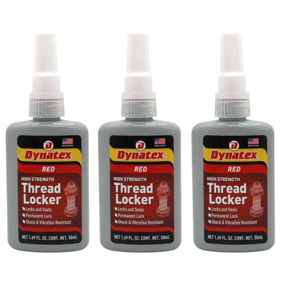 Red High Strength Threadlocker 1.69 Ounce Bottle For Permanent Locking Anaerobic Formula Curing Between Metal Surfaces Ideal For Large Fasteners Vibration And Solvent Resistance 3 Pack