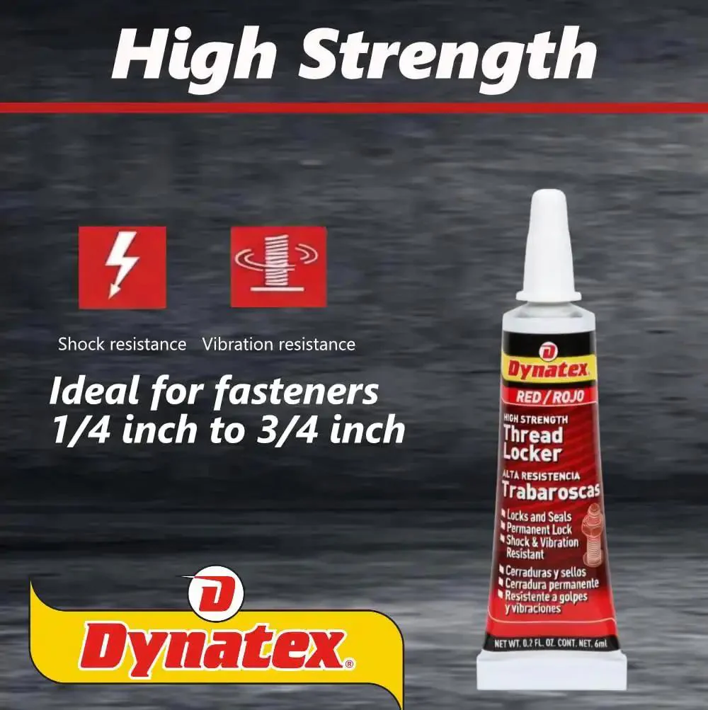 Red High Strength Threadlocker For Large Fasteners With Permanent Lock, Anaerobic Formula That Cures Between Close Fitting Metal Surfaces, Heavy Duty Vibration And Solvent Resistant 0.20 Oz Bottle, 5 Pack - Image 8