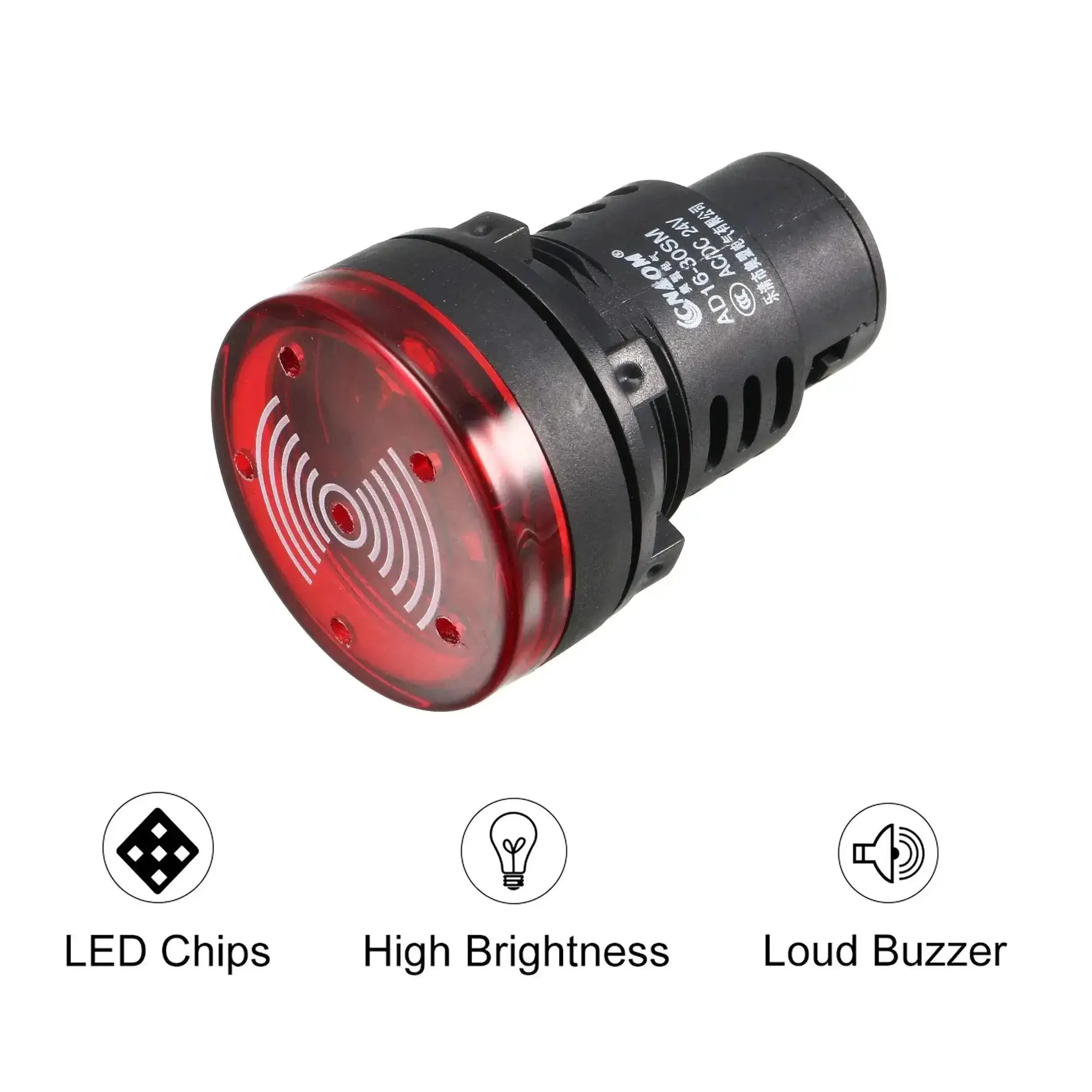 Red Indicator Light With Buzzer 24V AC DC Panel Mount 28mm Flashing Alarm For Electrical Control Panels HVAC Systems DIY Projects Industrial Equipment Workhorse - Image 4
