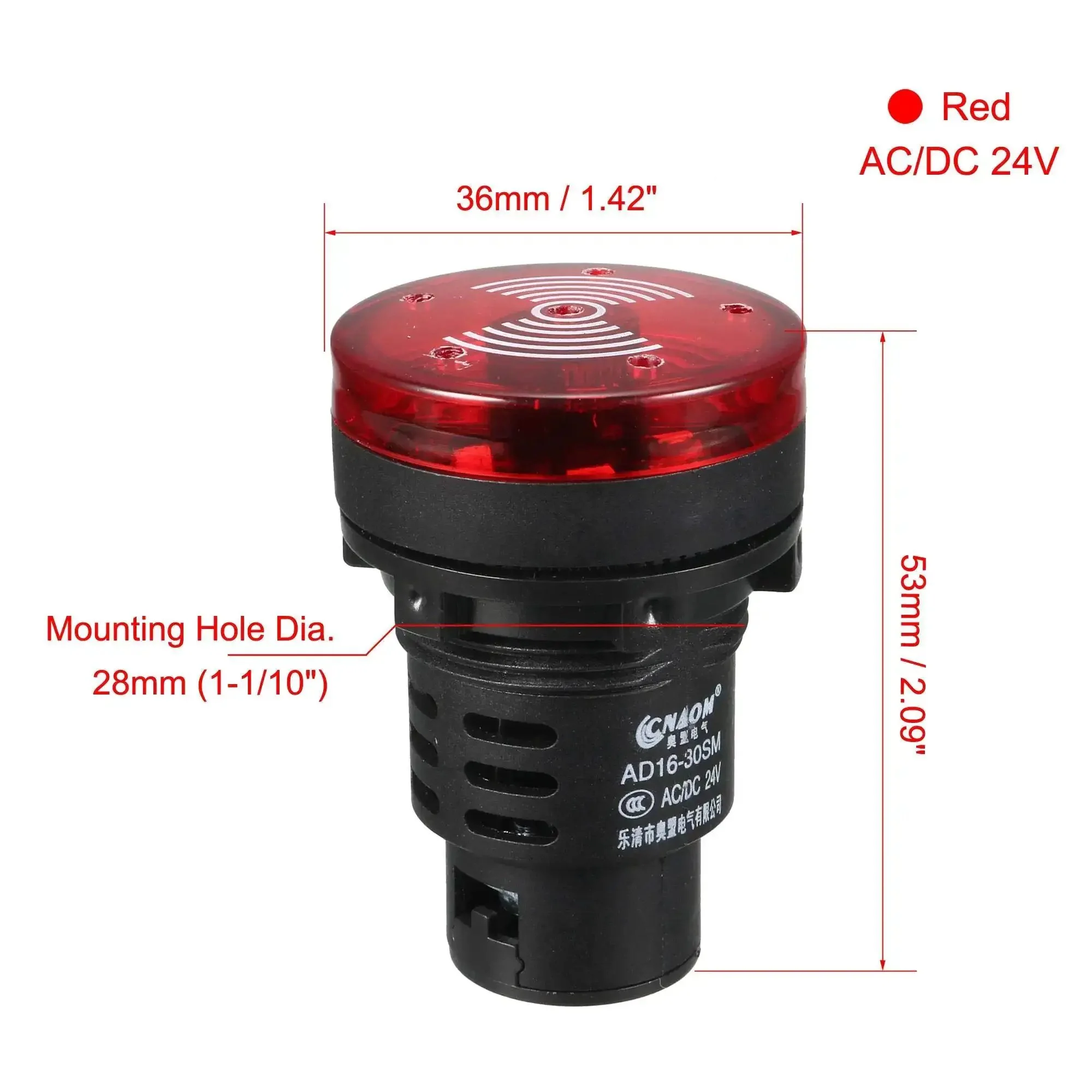 Red Indicator Light With Buzzer 24V AC DC Panel Mount 28mm Flashing Alarm For Electrical Control Panels HVAC Systems DIY Projects Industrial Equipment Workhorse - Image 7