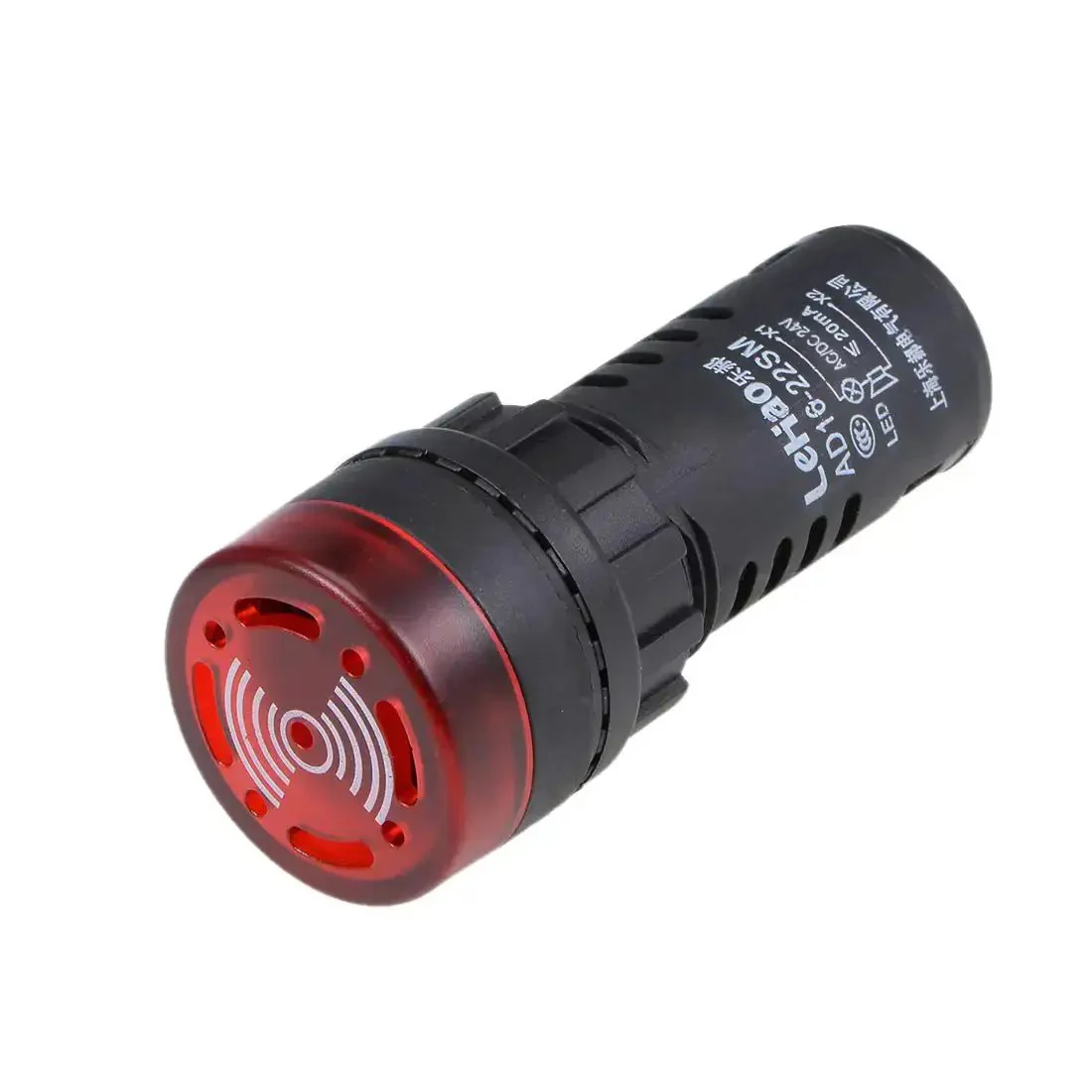 Red Indicator Light With Buzzer For 24V AC DC, 22mm Panel Mount Flashing Alarm For Electrical Control Panels, HVAC And DIY Projects, High Brightness LED, Intermittent Buzzer, Panel Lock Nut Included