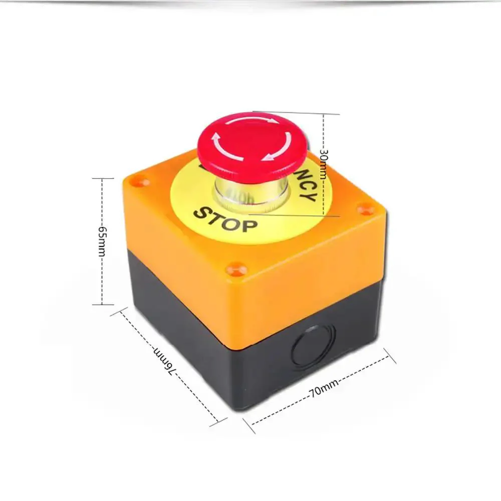 Red IP65 Waterproof Emergency Stop Push Button Switch With 1 NO 1 NC Contacts, DPST Constricting Action, 660V AC 10A, Quick Stop And Lock Mushroom Button For Workhorse Heavy Duty Machinery Control - Image 4
