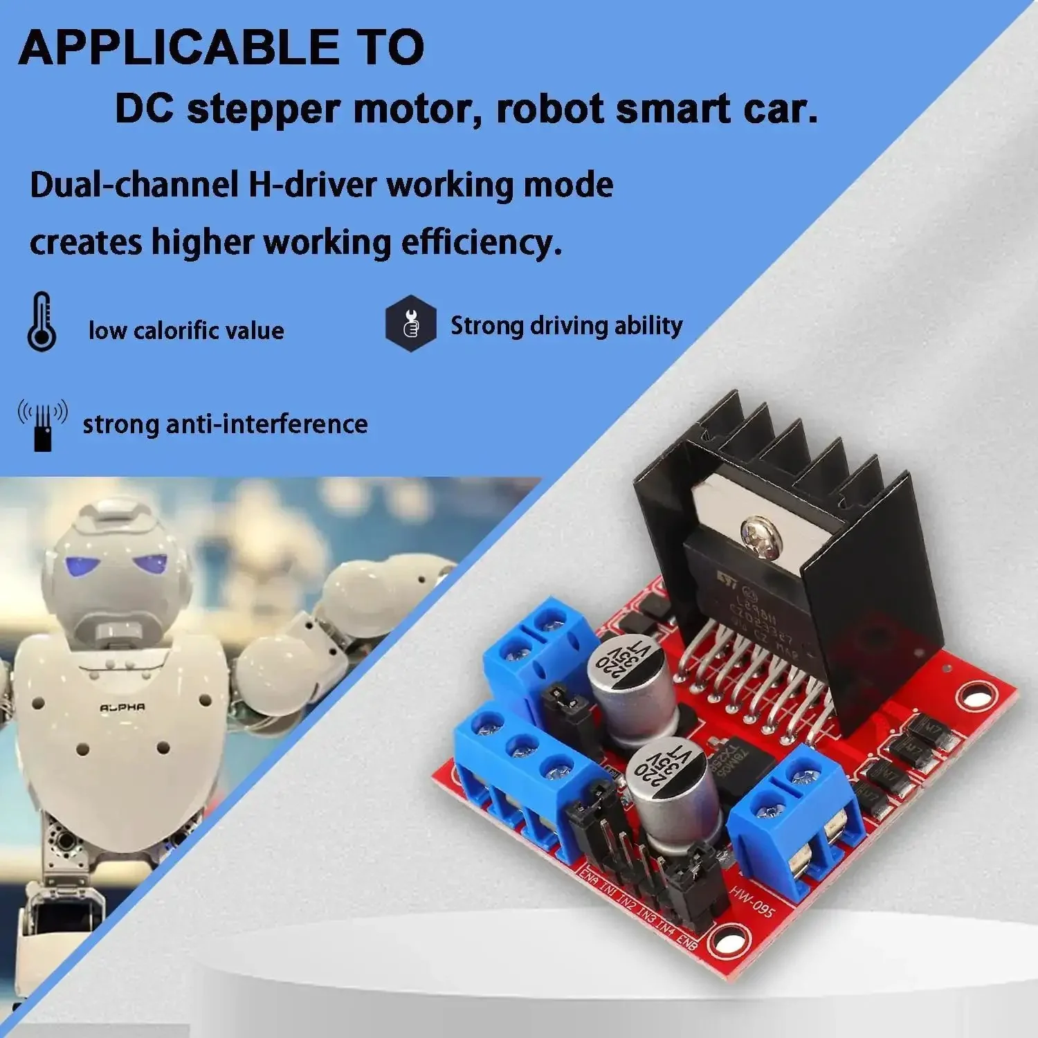 Red L298N Dual H Bridge DC Motor Driver Module For Arduino Projects 4 Pack Includes Control Board For UNO MEGA R3 Mega2560 Compatible Car Robot Projects And Stepper Motor Control - Image 2