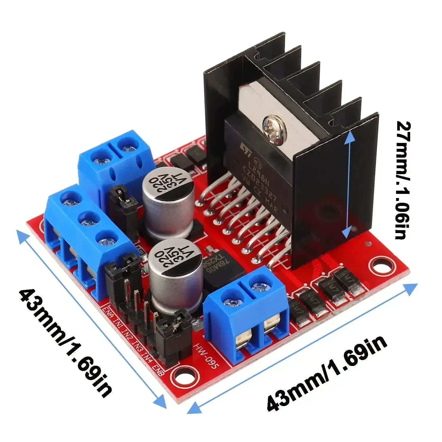 Red L298N Dual H Bridge DC Motor Driver Module For Arduino Projects 4 Pack Includes Control Board For UNO MEGA R3 Mega2560 Compatible Car Robot Projects And Stepper Motor Control - Image 6