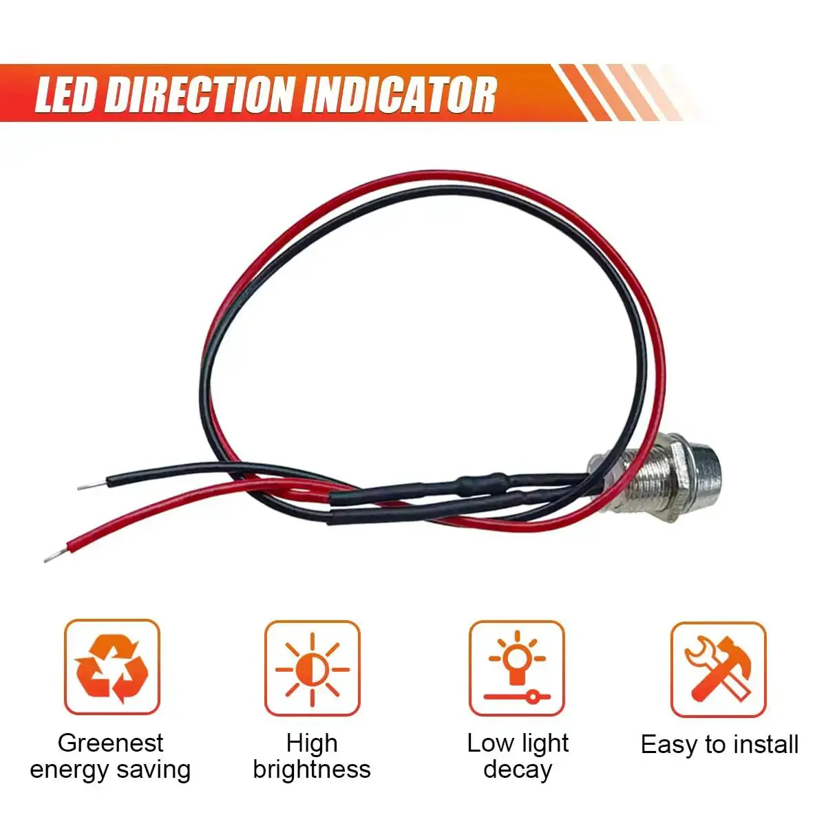 Red LED Indicator Light 4 Pack 12V Waterproof Metal Car Signal Lamp With Wire 8mm Dash Pilot Bulbs Universal Directional Lamp Replacement For Cars Trucks Boats - Image 5