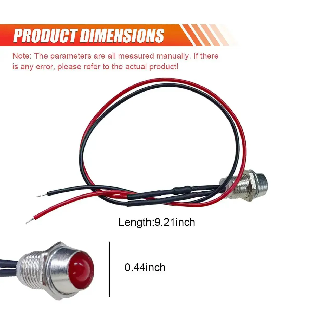 Red LED Indicator Light 4 Pack 12V Waterproof Metal Car Signal Lamp With Wire 8mm Dash Pilot Bulbs Universal Directional Lamp Replacement For Cars Trucks Boats - Image 6